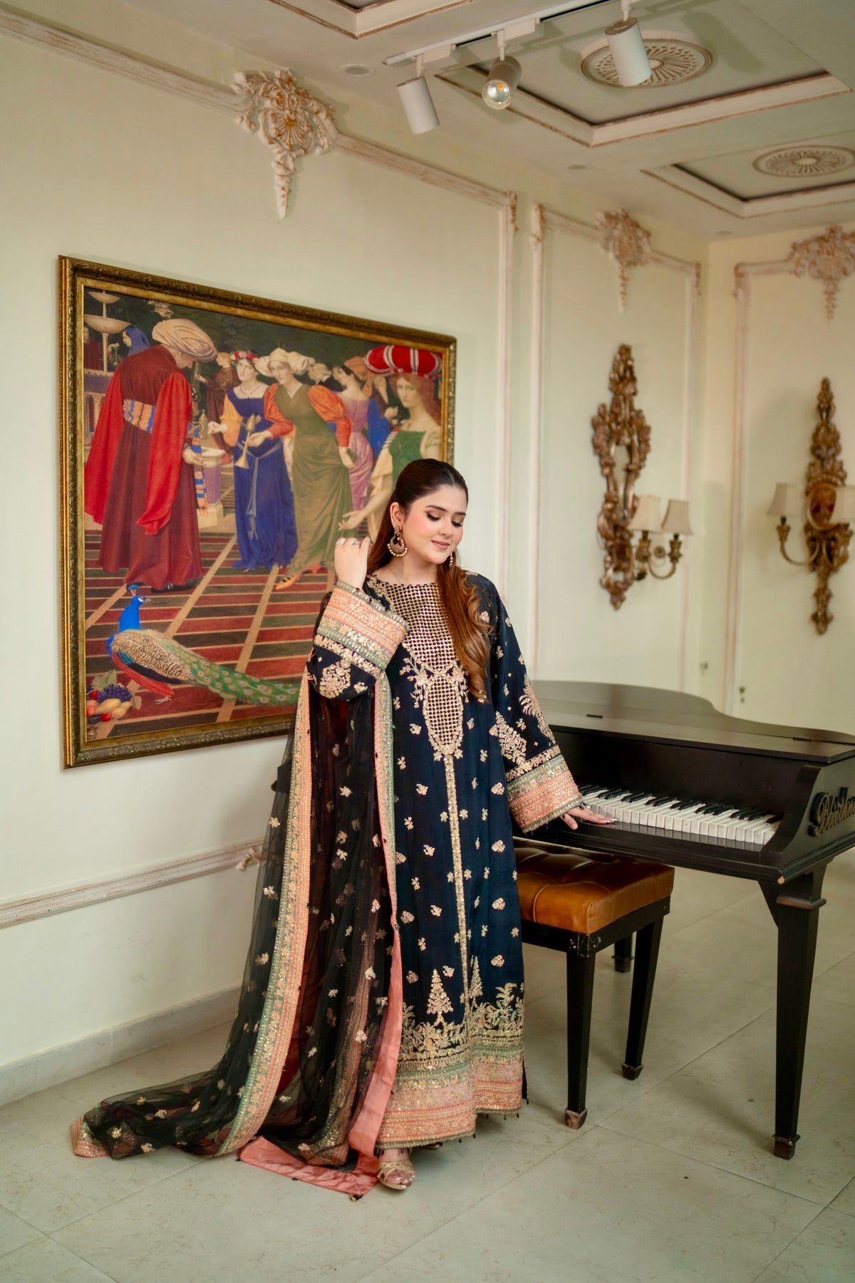 Aneelas Festive Raw Silk Emb 3pc Net Duppata [FC-46] [Dispatch Time 2 Months]