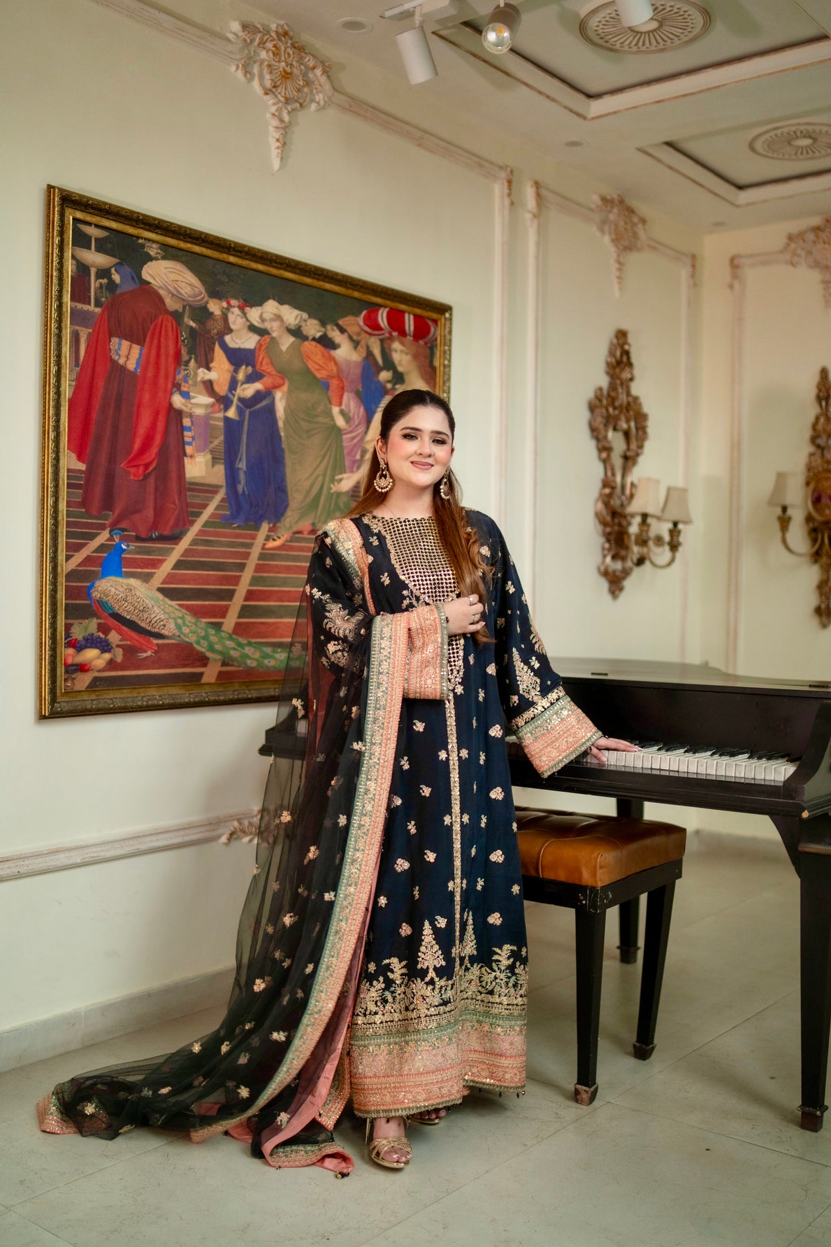 Aneelas Festive Raw Silk Emb 3pc Net Duppata [FC-46] [Dispatch Time 2 Months]