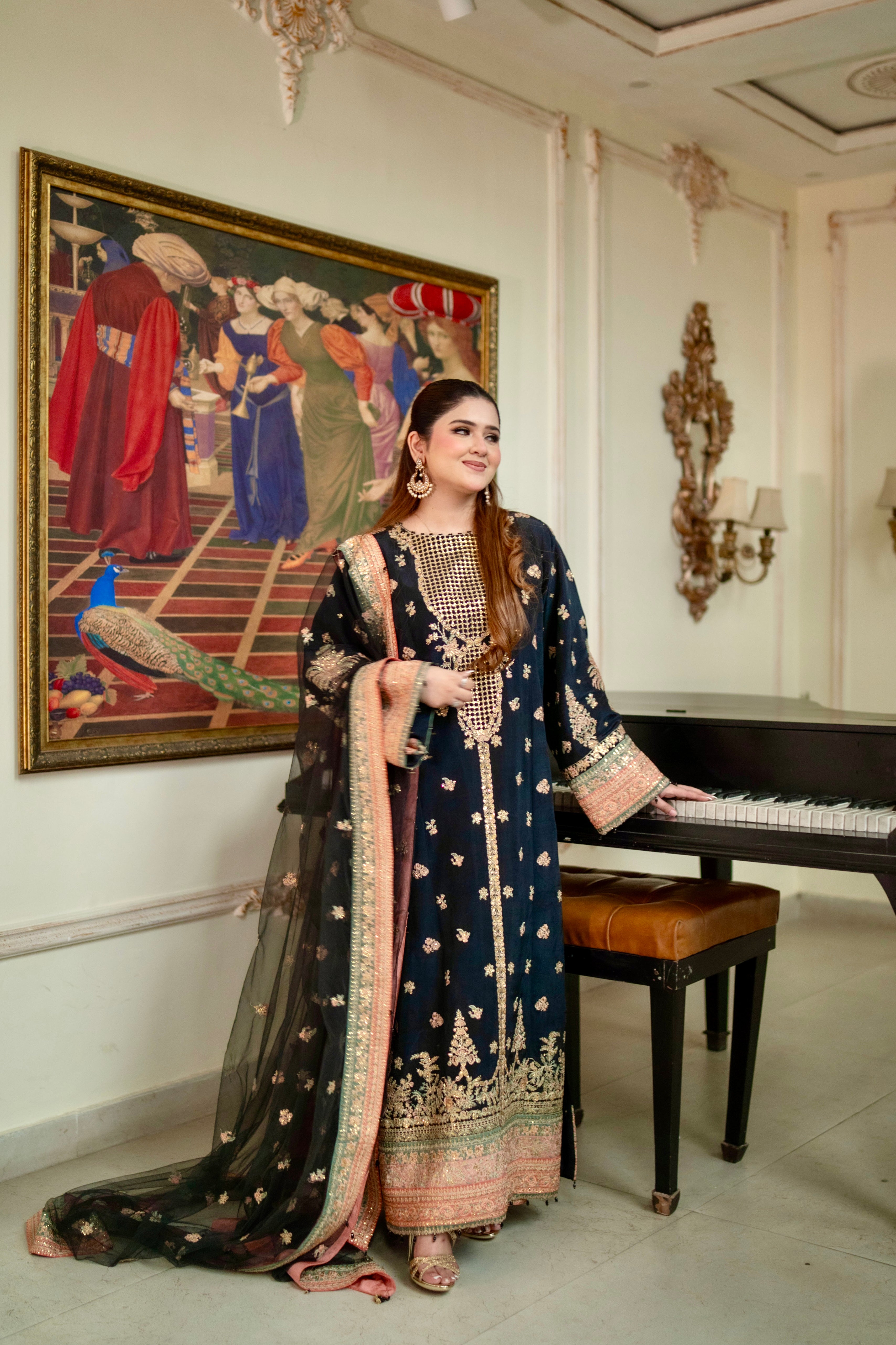 Aneelas Festive Raw Silk Emb 3pc Net Duppata [FC-46] [Dispatch Time 2 Months]