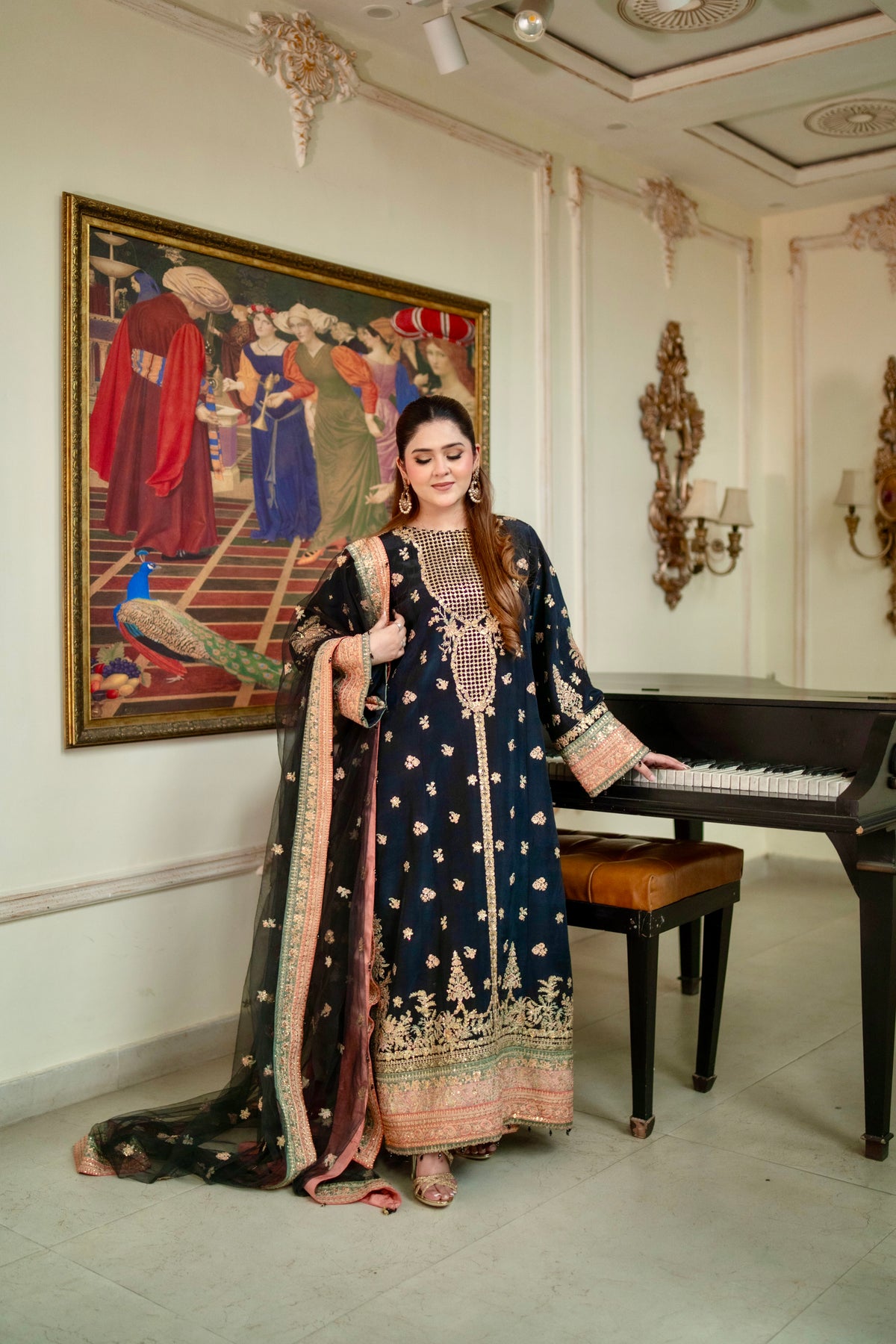 Aneelas Festive Raw Silk Emb 3pc Net Duppata [FC-46] [Dispatch Time 2 Months]