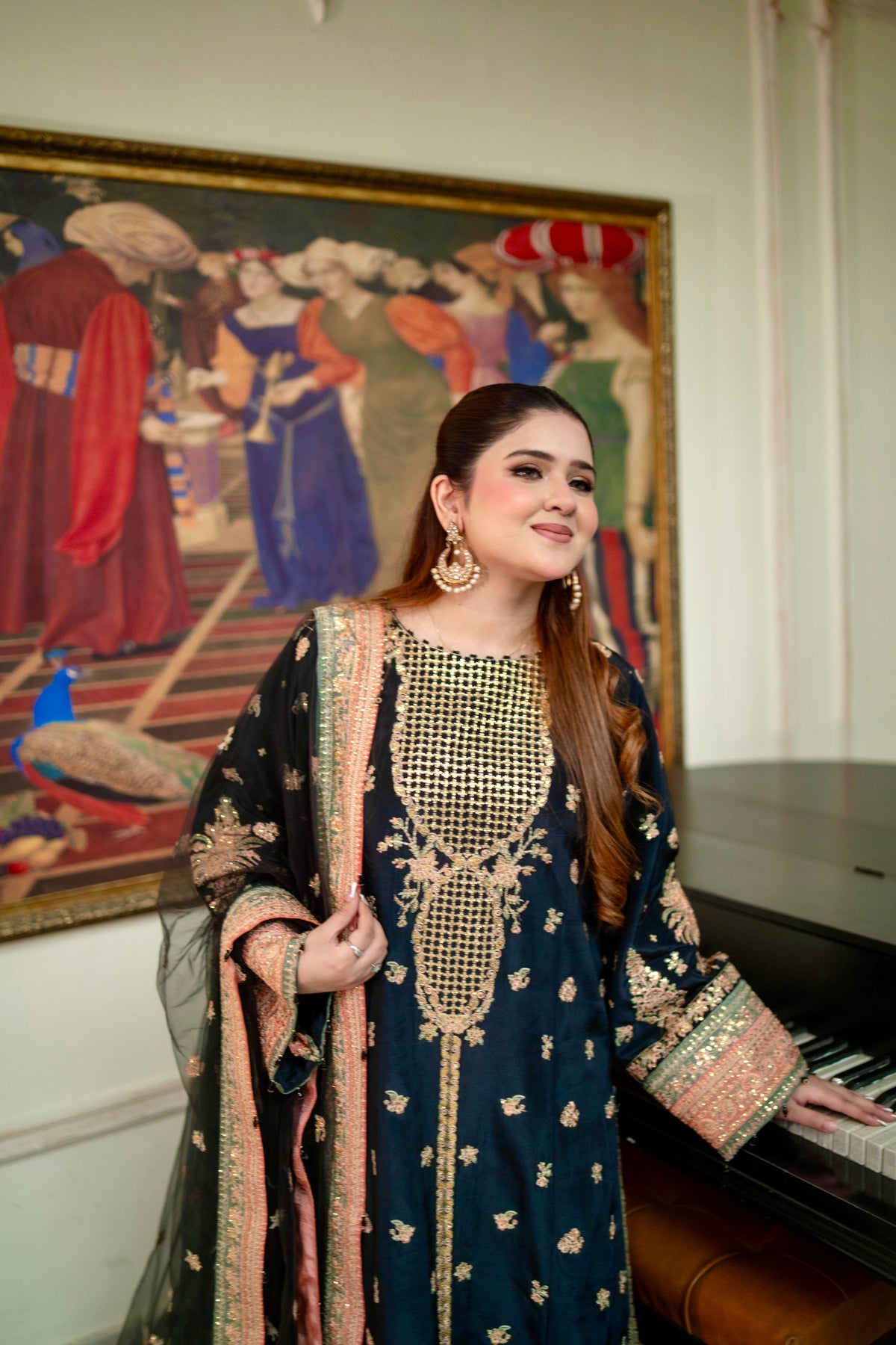 Aneelas Festive Raw Silk Emb 3pc Net Duppata [FC-46] [Dispatch Time 2 Months]
