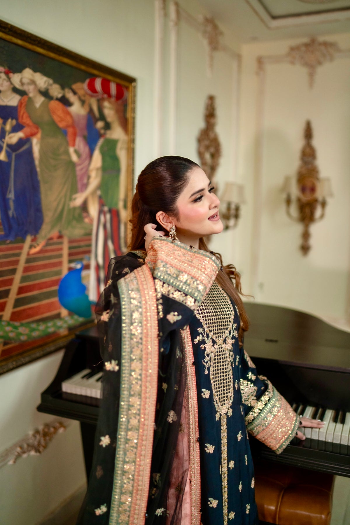Aneelas Festive Raw Silk Emb 3pc Net Duppata [FC-46] [Dispatch Time 2 Months]