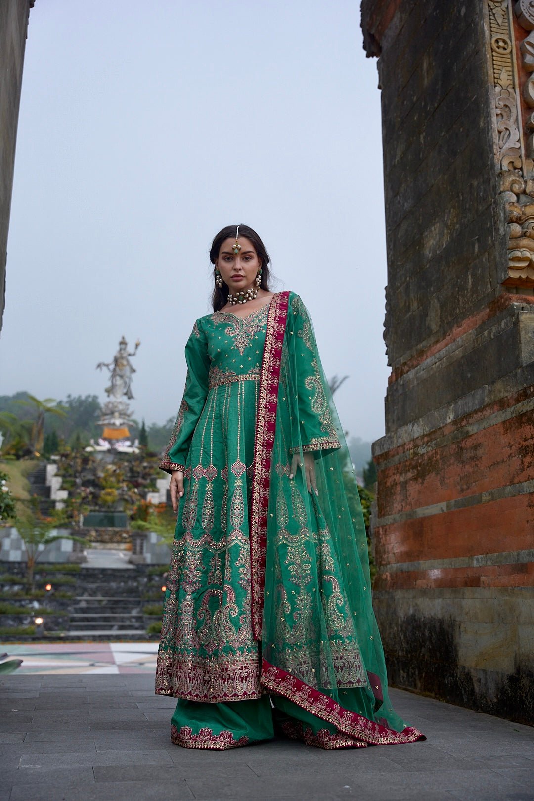 Aneelas Raw Silk Emb Frock 3pc Net Duppata [FC-35] [Dispatch Time 2 Months]