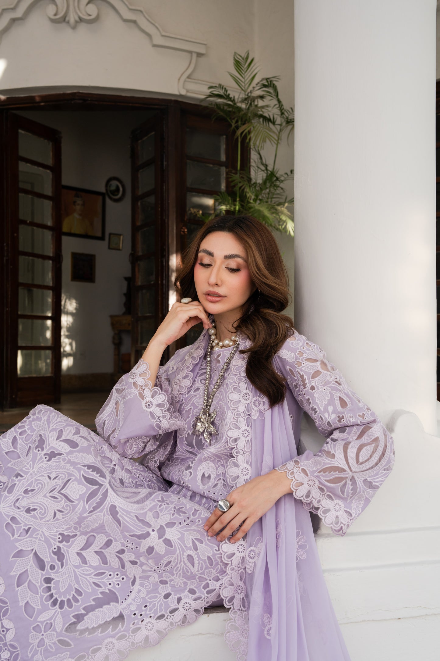 Rs 19500 Aneelas Stitched Luxury Emb Lawn With Chiffon Duppata 3pc[LUX-26-90] [Dispatch Time 15 Days]
