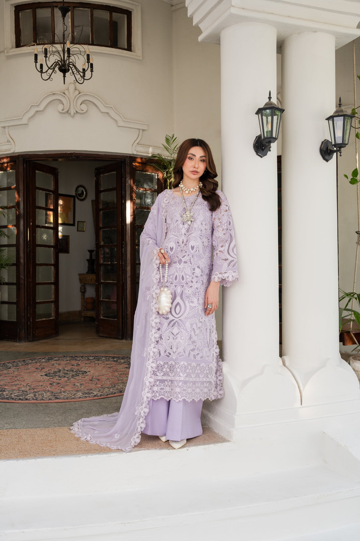 Rs 19500 Aneelas Stitched Luxury Emb Lawn With Chiffon Duppata 3pc[LUX-26-90] [Dispatch Time 15 Days]