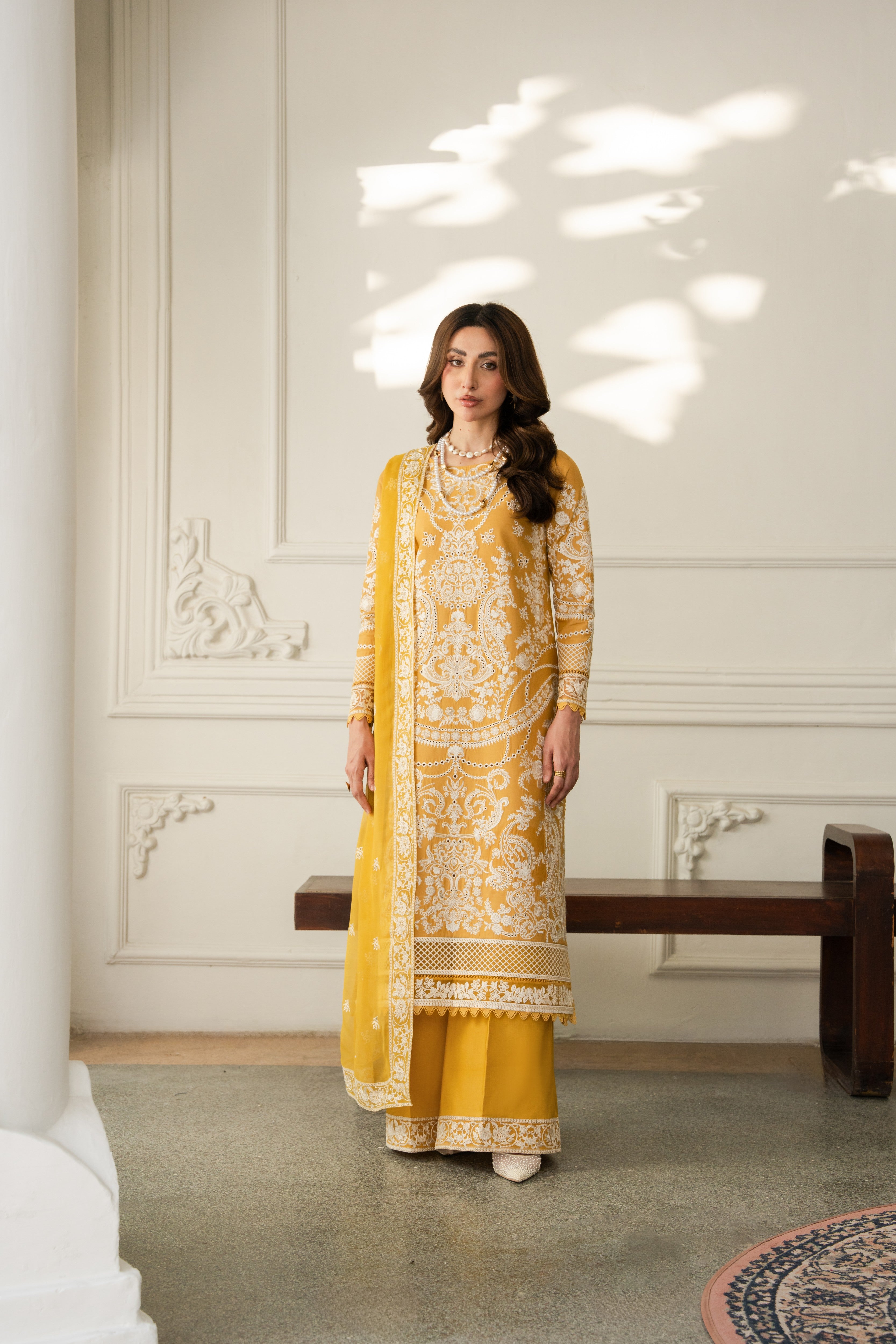 Rs 15500 Aneelas Stitched Luxury Lawn Emb 3pc with Chiffon Duppata [LUX-26-96][Dispatch Time 15 Days]