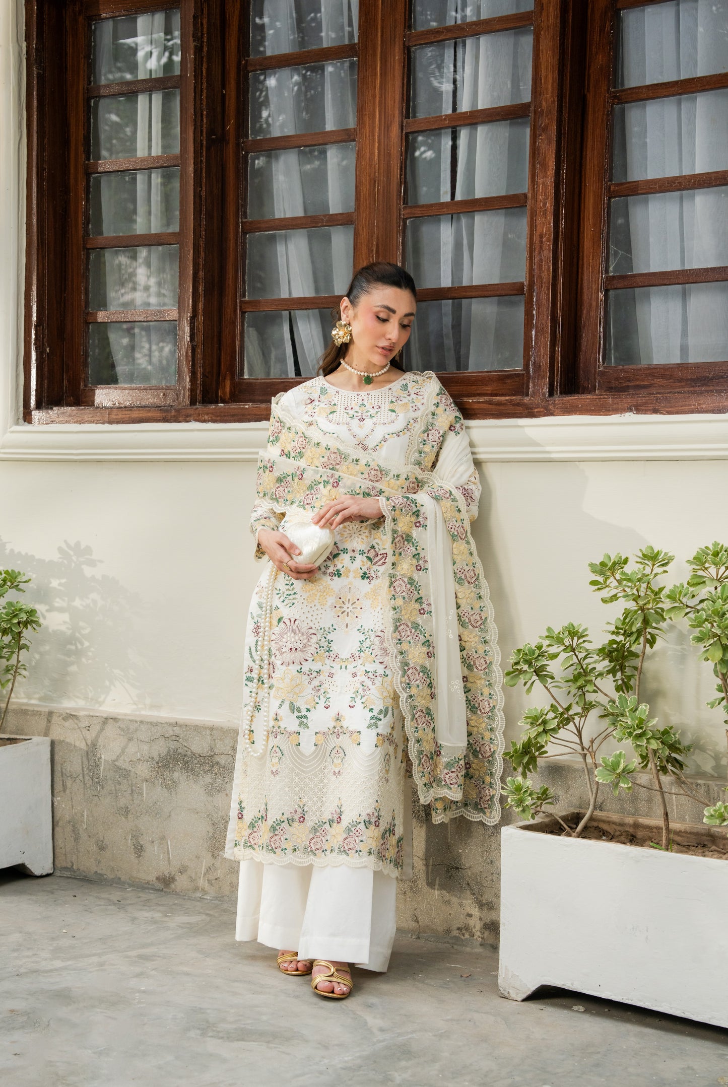 Rs 15950 Aneelas Stitched Lawn Emb 3pc Emb Chiffon Duppata [LUX-26-98] [Dispatch Time 15 Days]