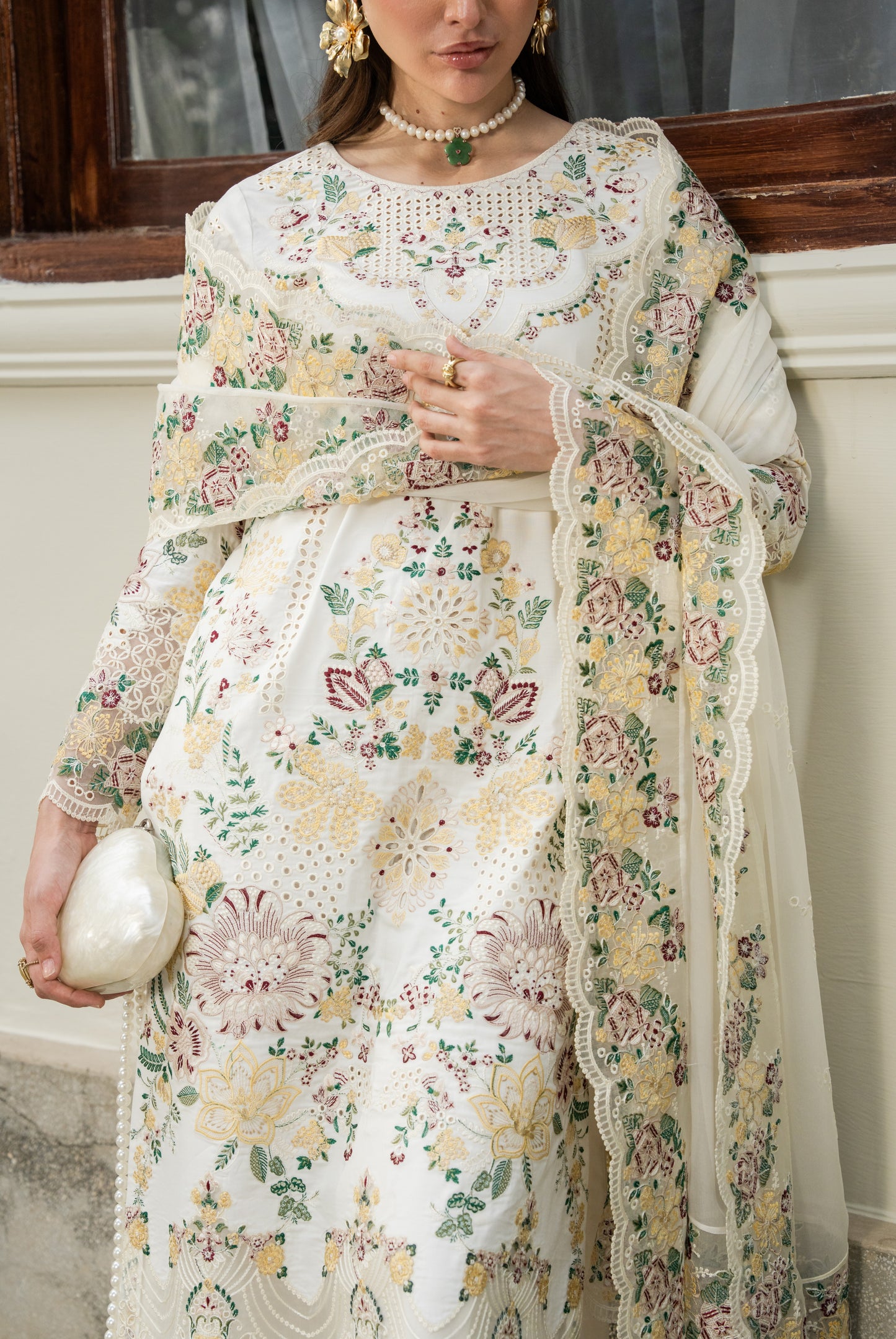 Rs 15950 Aneelas Stitched Lawn Emb 3pc Emb Chiffon Duppata [LUX-26-98] [Dispatch Time 15 Days]
