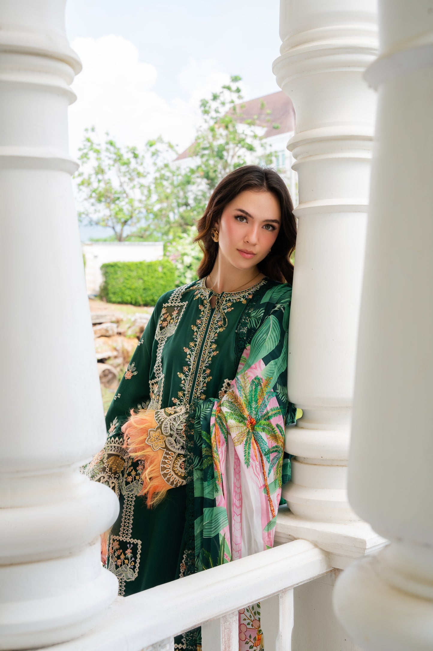 Rs 14990 Aneelas Stitched Luxury Lawn Emb 3pc Silk Duppata [LUX-26-48-A] [Dispatch Time 2.5 Months]