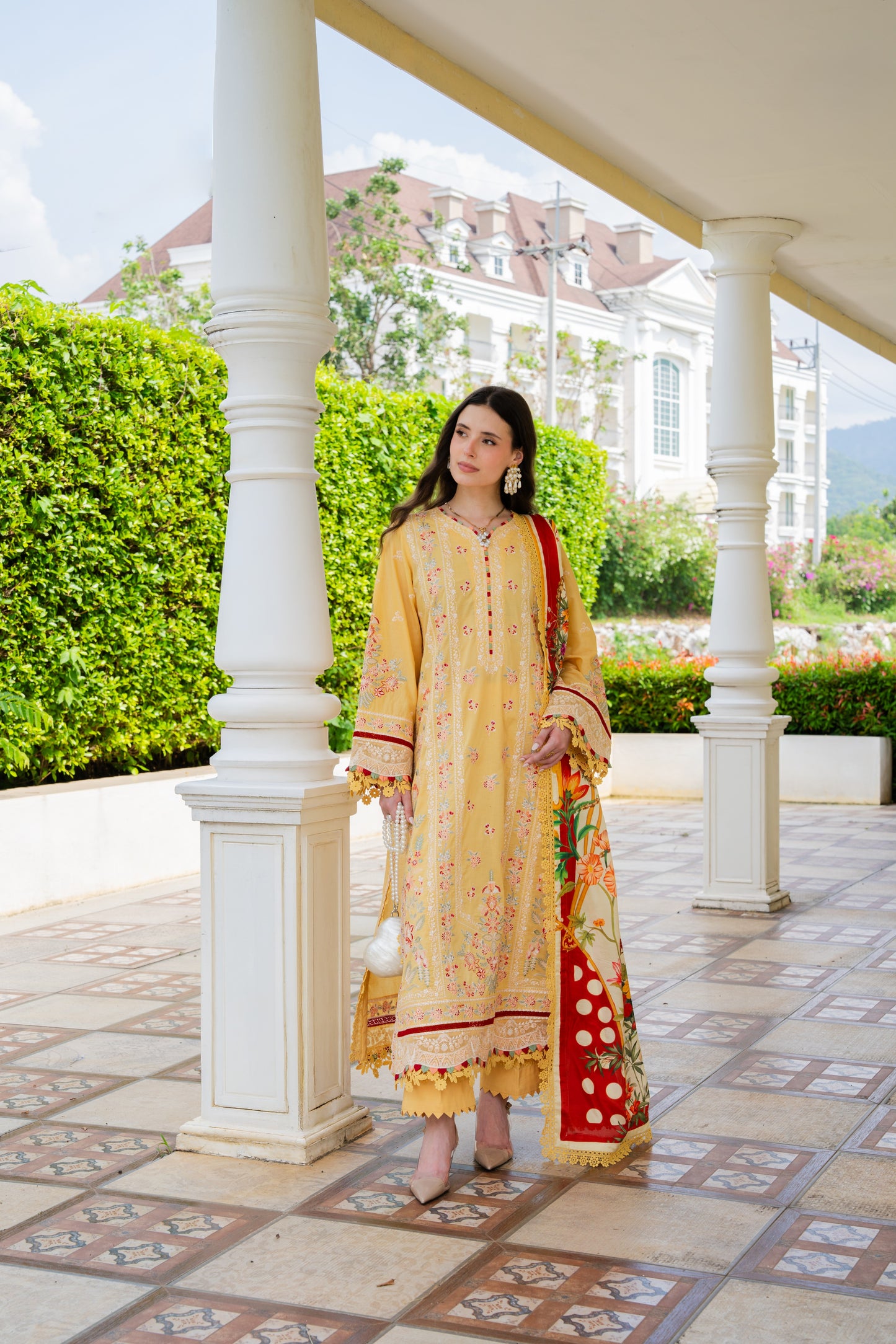 Rs 19500 Aneelas Stitched Luxury Lawn Emb 3pc Chiffon Print Duppata [LUX-26-100-B] [Dispatch Time 2 Months]