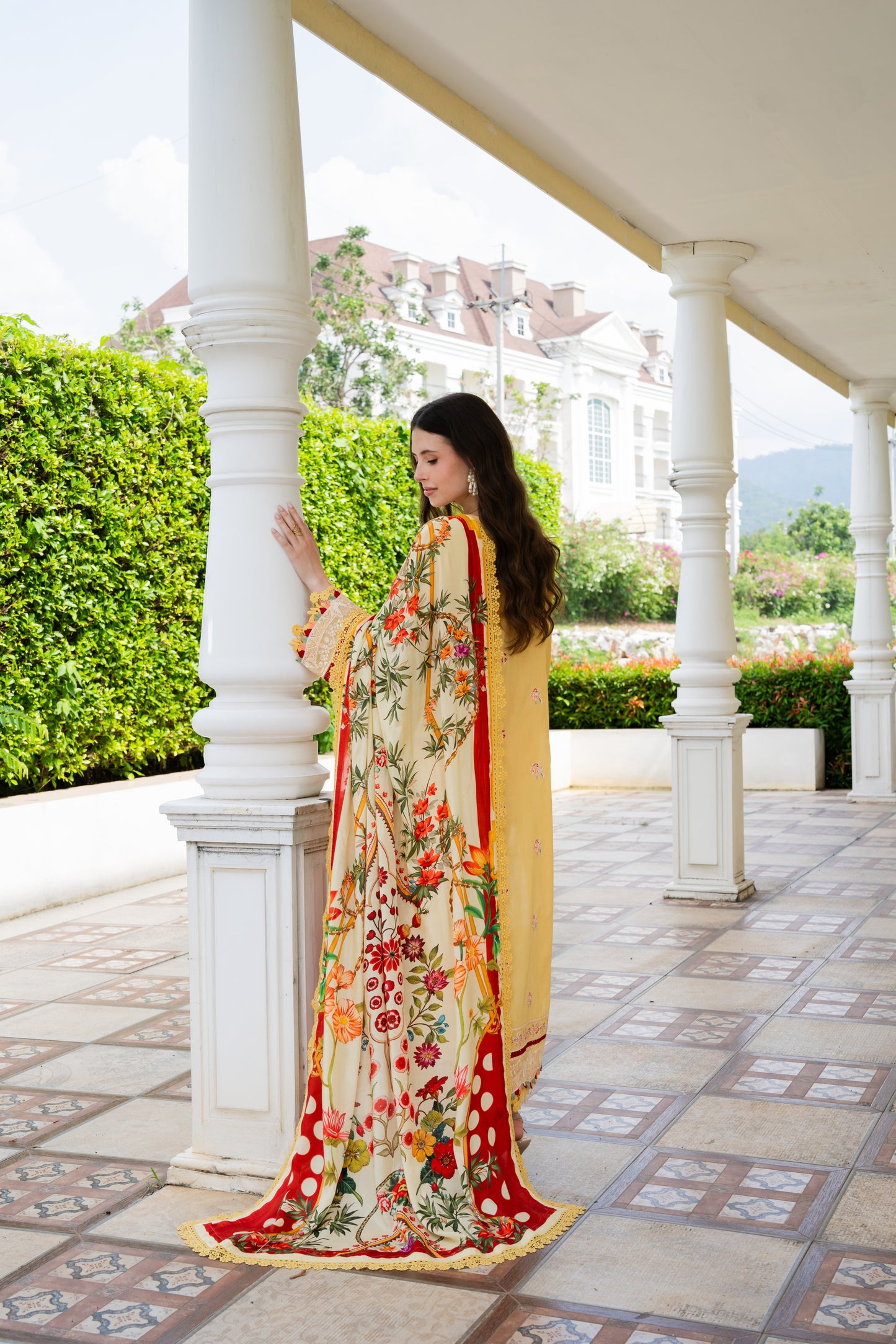 Rs 19500 Aneelas Stitched Luxury Lawn Emb 3pc Chiffon Print Duppata [LUX-26-100-B] [Dispatch Time 2 Months]
