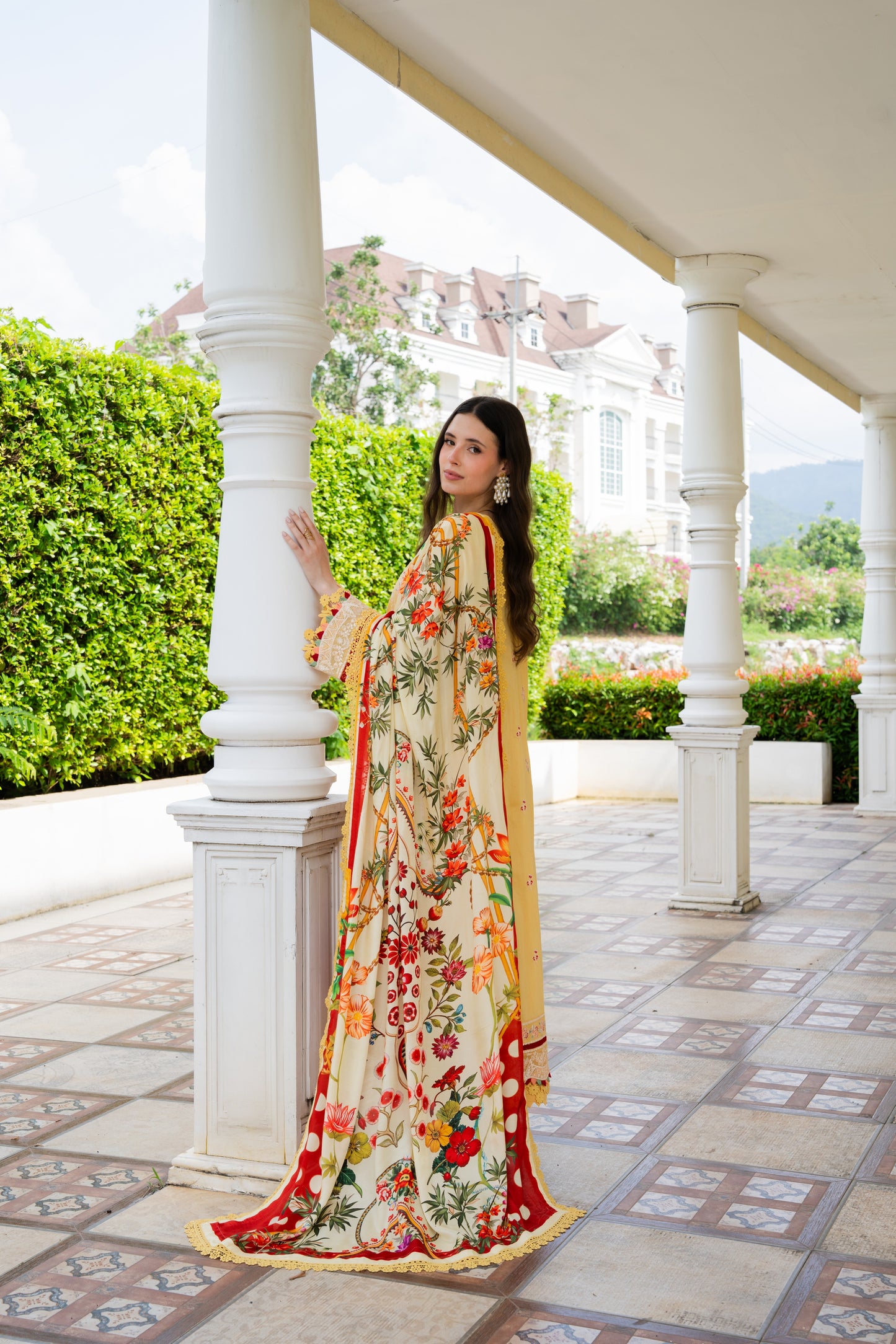 Rs 19500 Aneelas Stitched Luxury Lawn Emb 3pc Silk Print Duppata [LUX-26-100-A] [Dispatch Time 2 Months]
