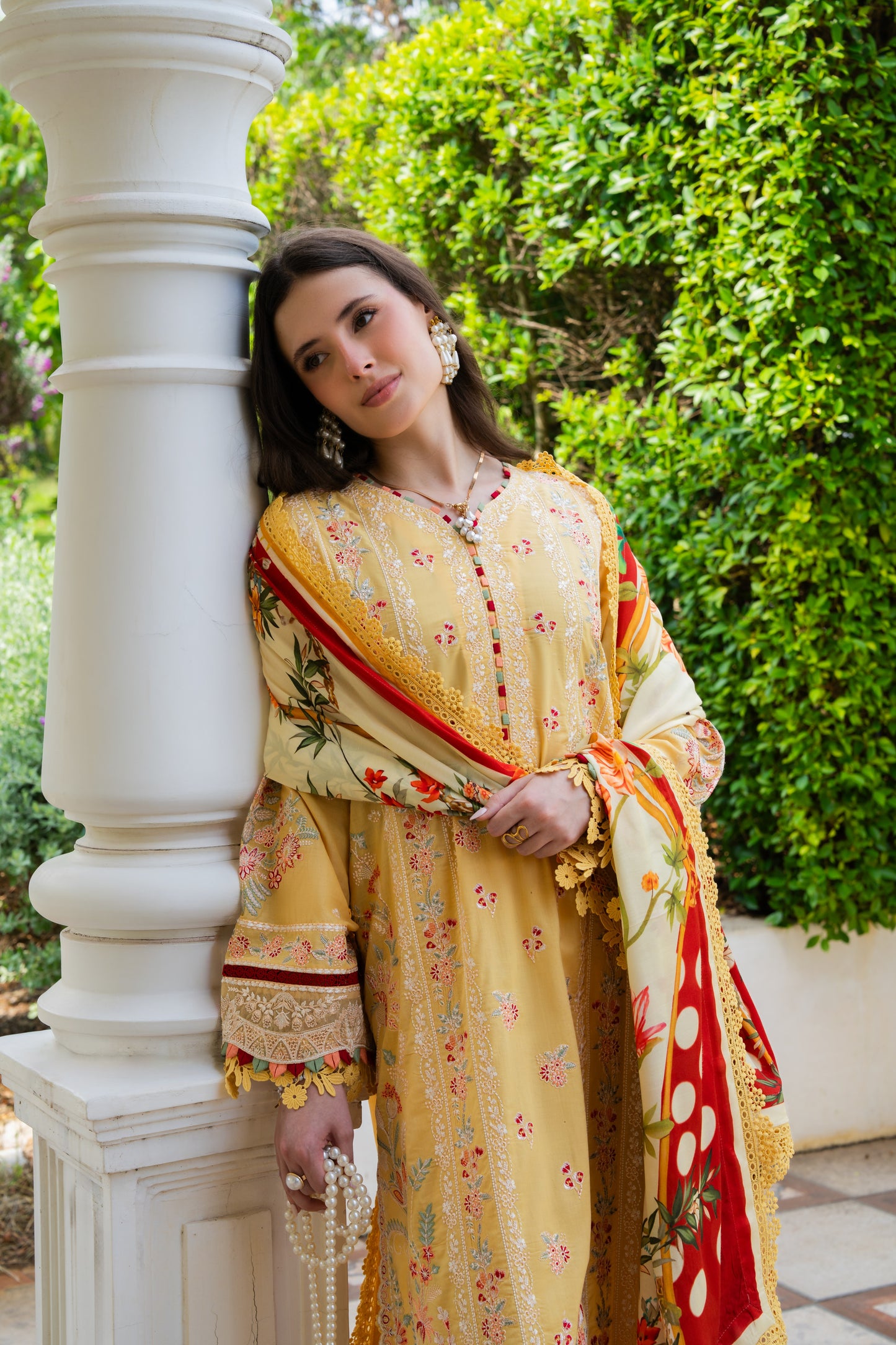 Rs 19500 Aneelas Stitched Luxury Lawn Emb 3pc Chiffon Print Duppata [LUX-26-100-B] [Dispatch Time 2 Months]