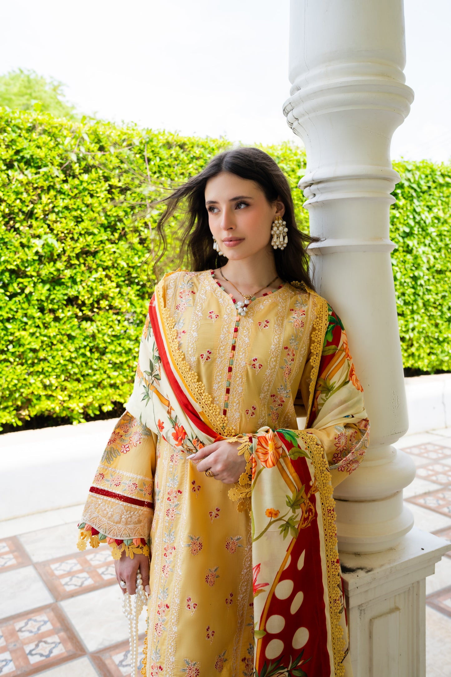 Rs 19500 Aneelas Stitched Luxury Lawn Emb 3pc Chiffon Print Duppata [LUX-26-100-B] [Dispatch Time 2 Months]