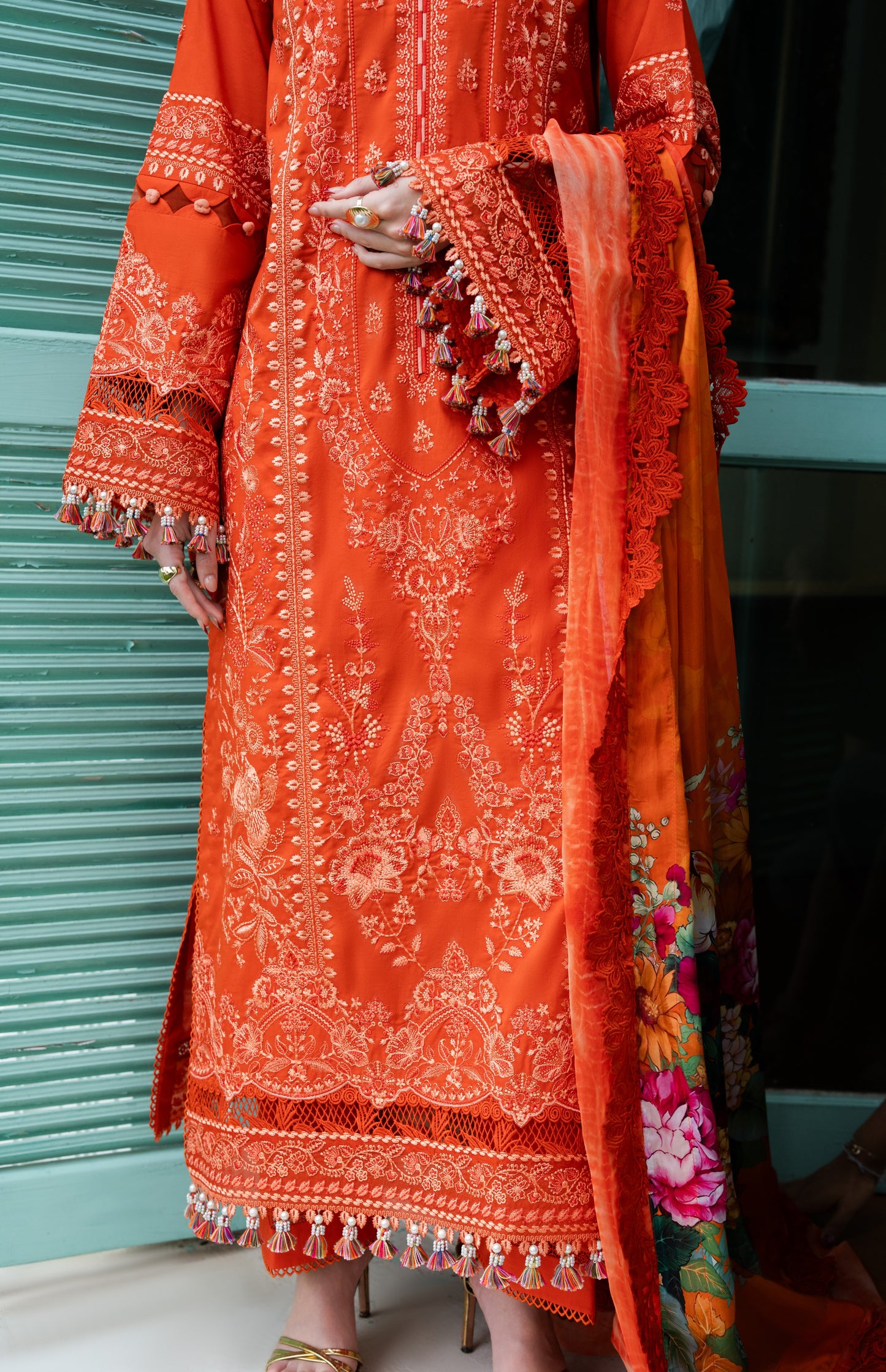 Rs 16450 Aneelas Stitched Luxury Lawn Emb 3pc Silk Print Duppata [LUX-26-101-A] [Dispatch Time 2 Months]