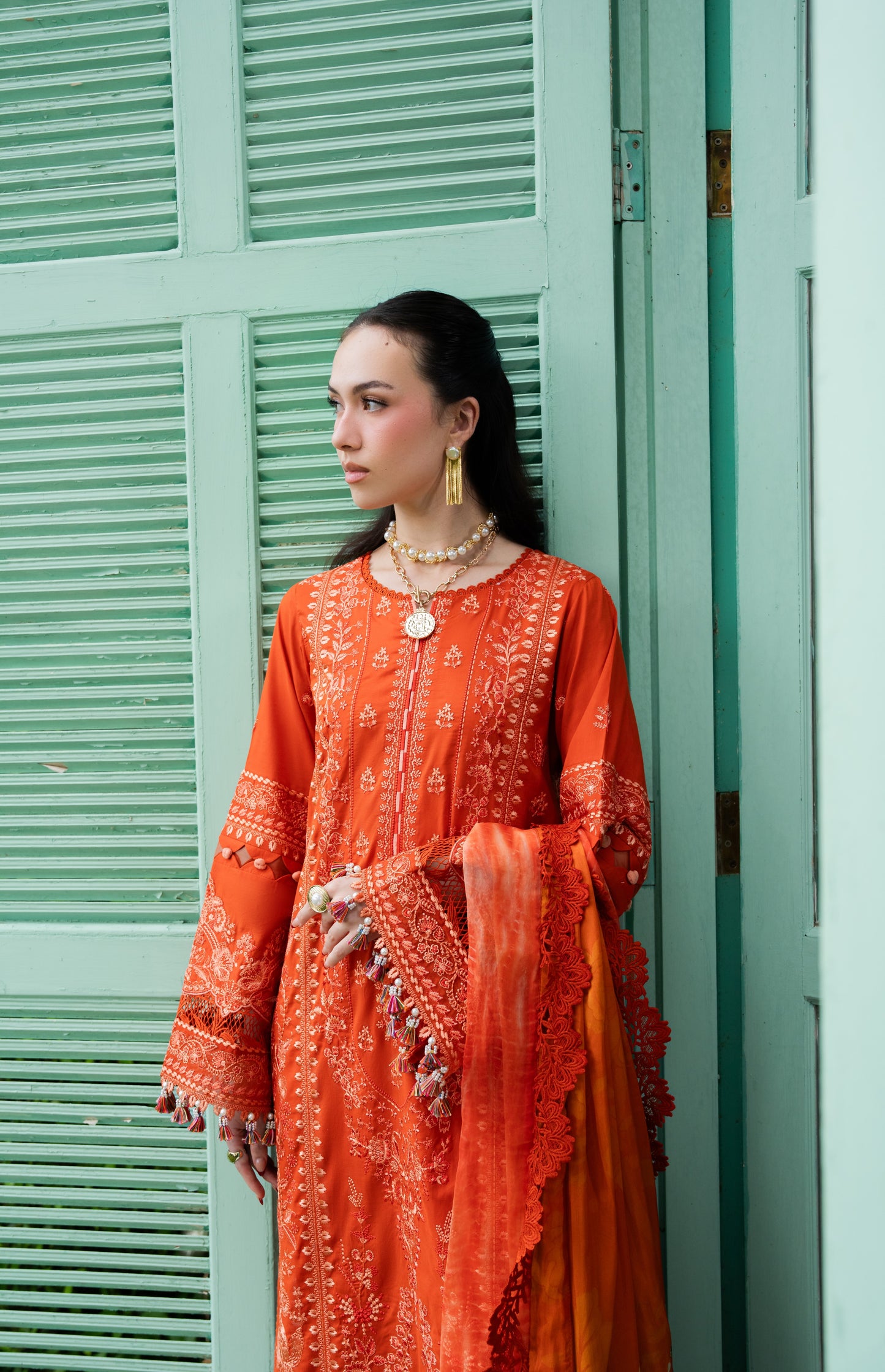 Rs 16450 Aneelas Stitched Luxury Lawn Emb 3pc Chiffon Print Duppata [LUX-26-101-B] [Dispatch Time 2 Months]