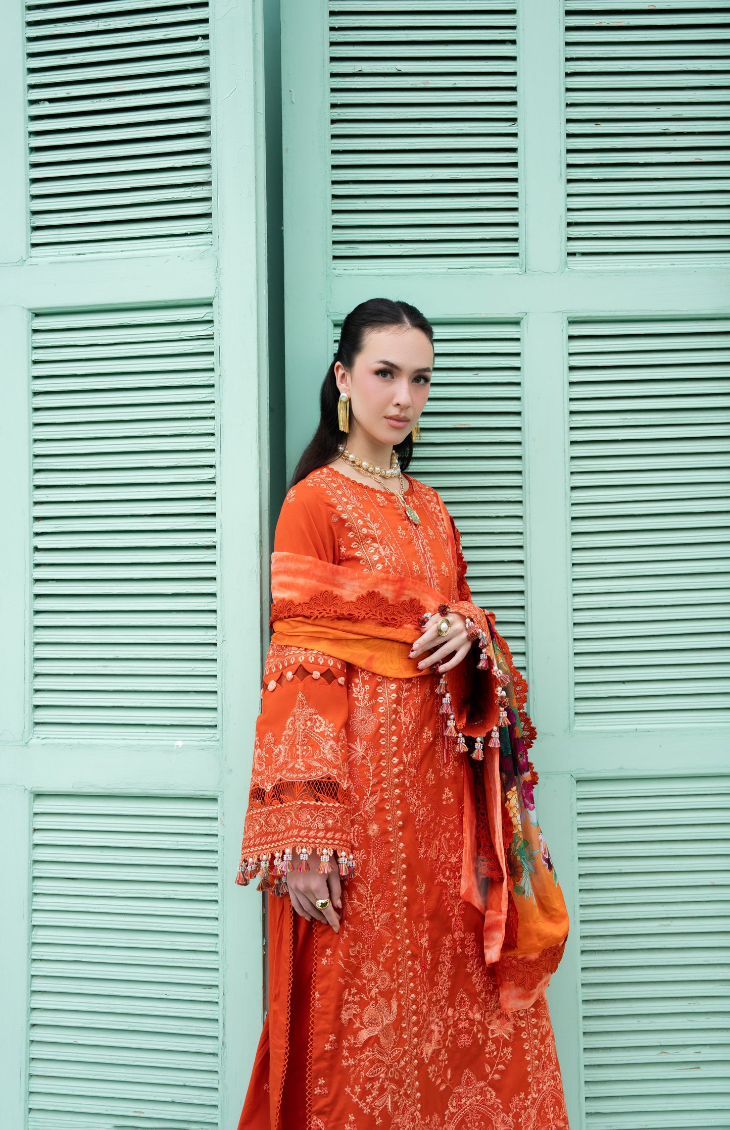 Rs 16450 Aneelas Stitched Luxury Lawn Emb 3pc Silk Print Duppata [LUX-26-101-A] [Dispatch Time 2 Months]