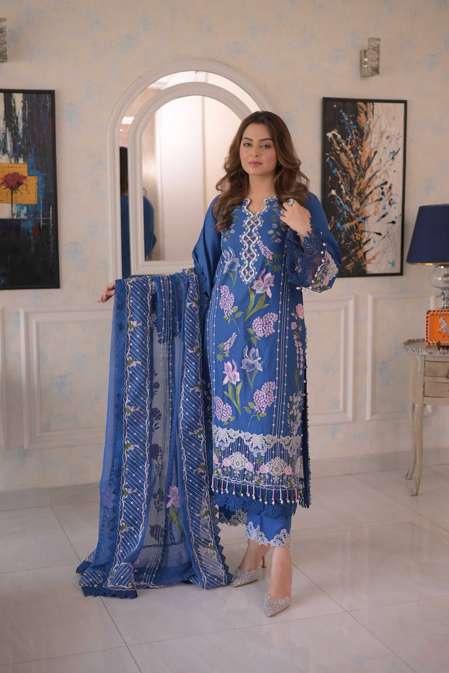 Rs 19500 Aneelas Stitched Luxury Lawn Emb 3pc Chiffon Duppata [LUX-26-86] [Dispatch Time 2 Months]