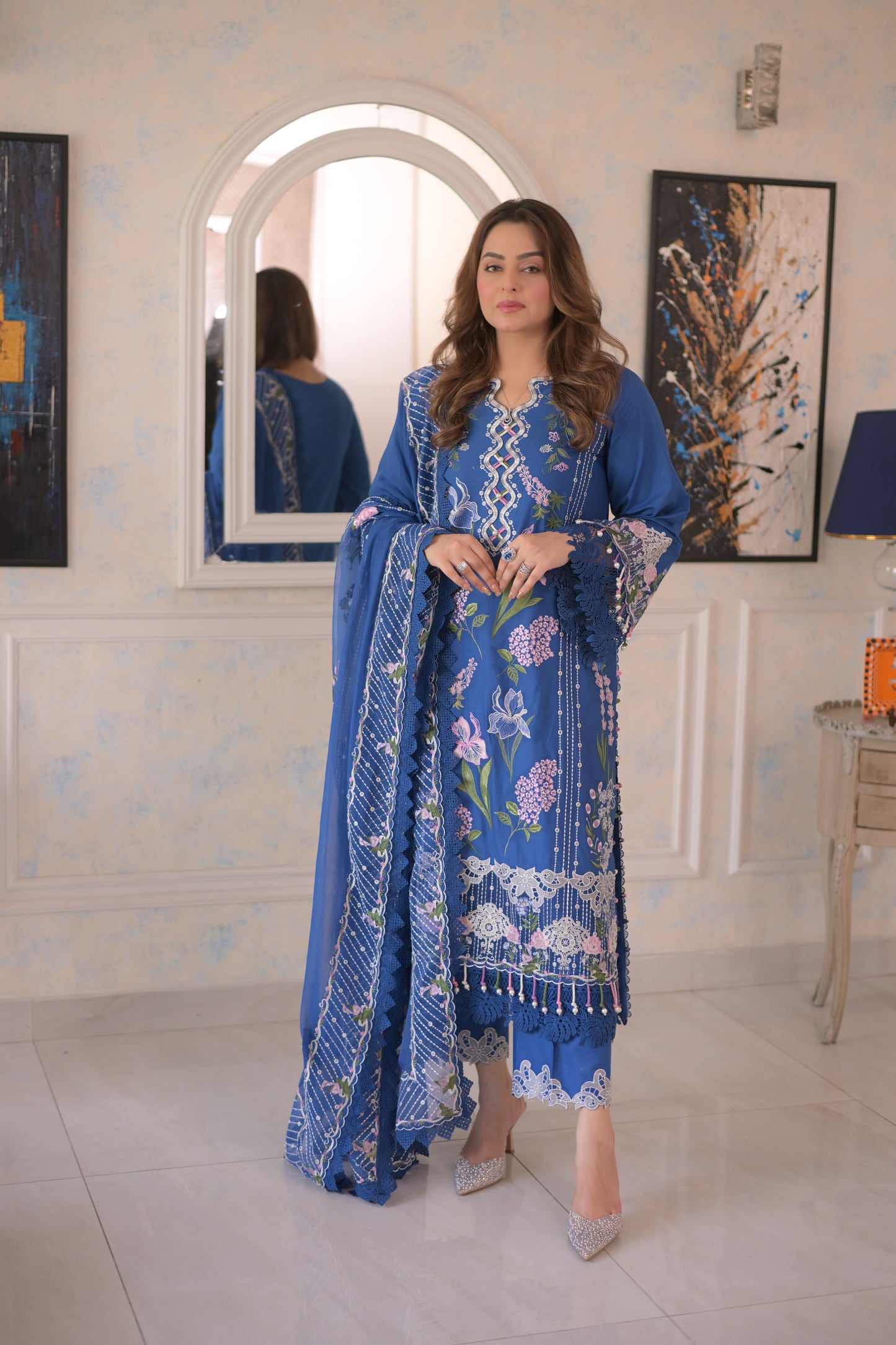 Rs 19500 Aneelas Stitched Luxury Lawn Emb 3pc Chiffon Duppata [LUX-26-86] [Dispatch Time 2 Months]