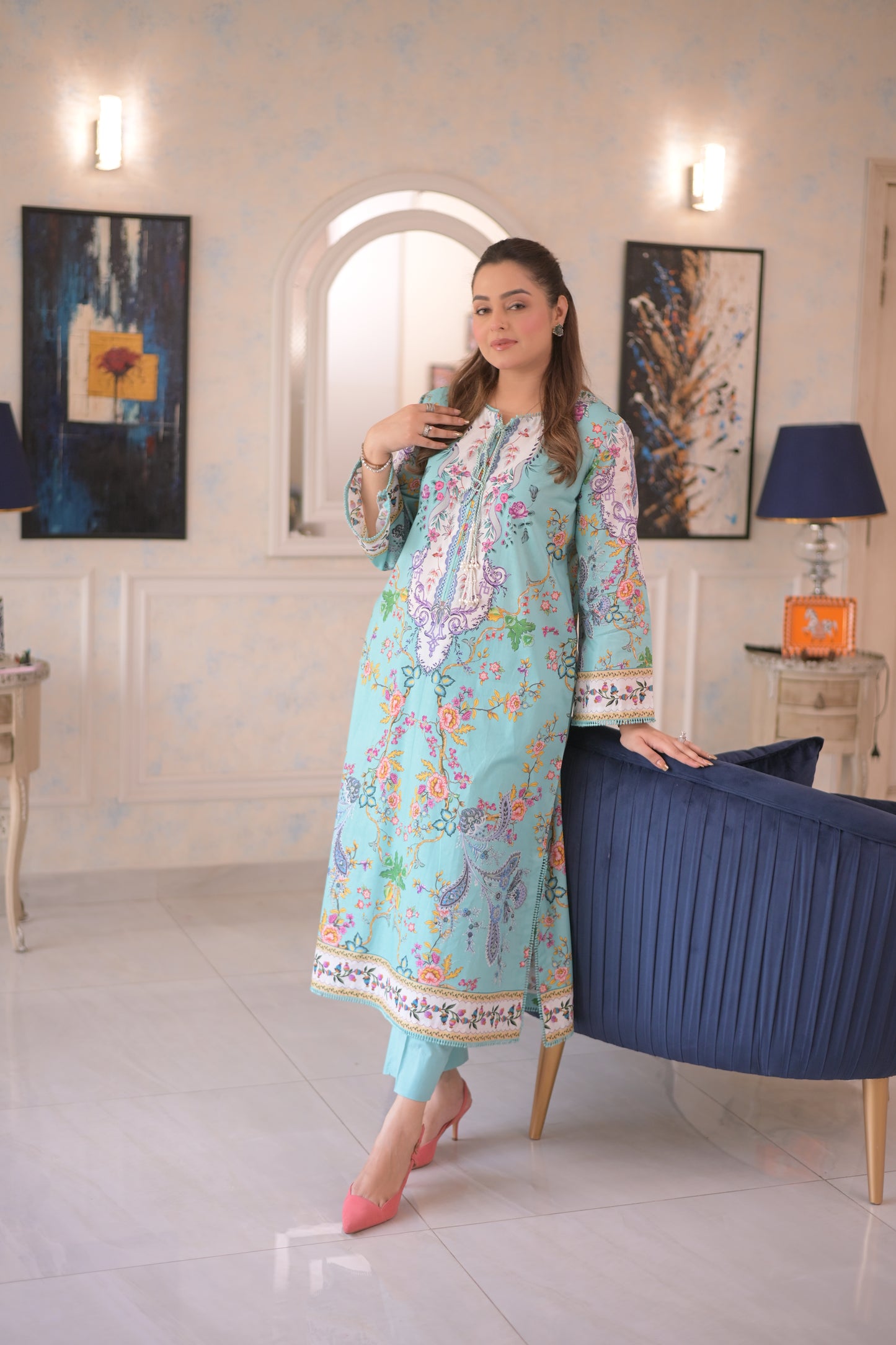 Rs 5500 Aneelas Stitched Print Kaftan 2pc [SPR-26-67] [Dispatch Time 2 Months]