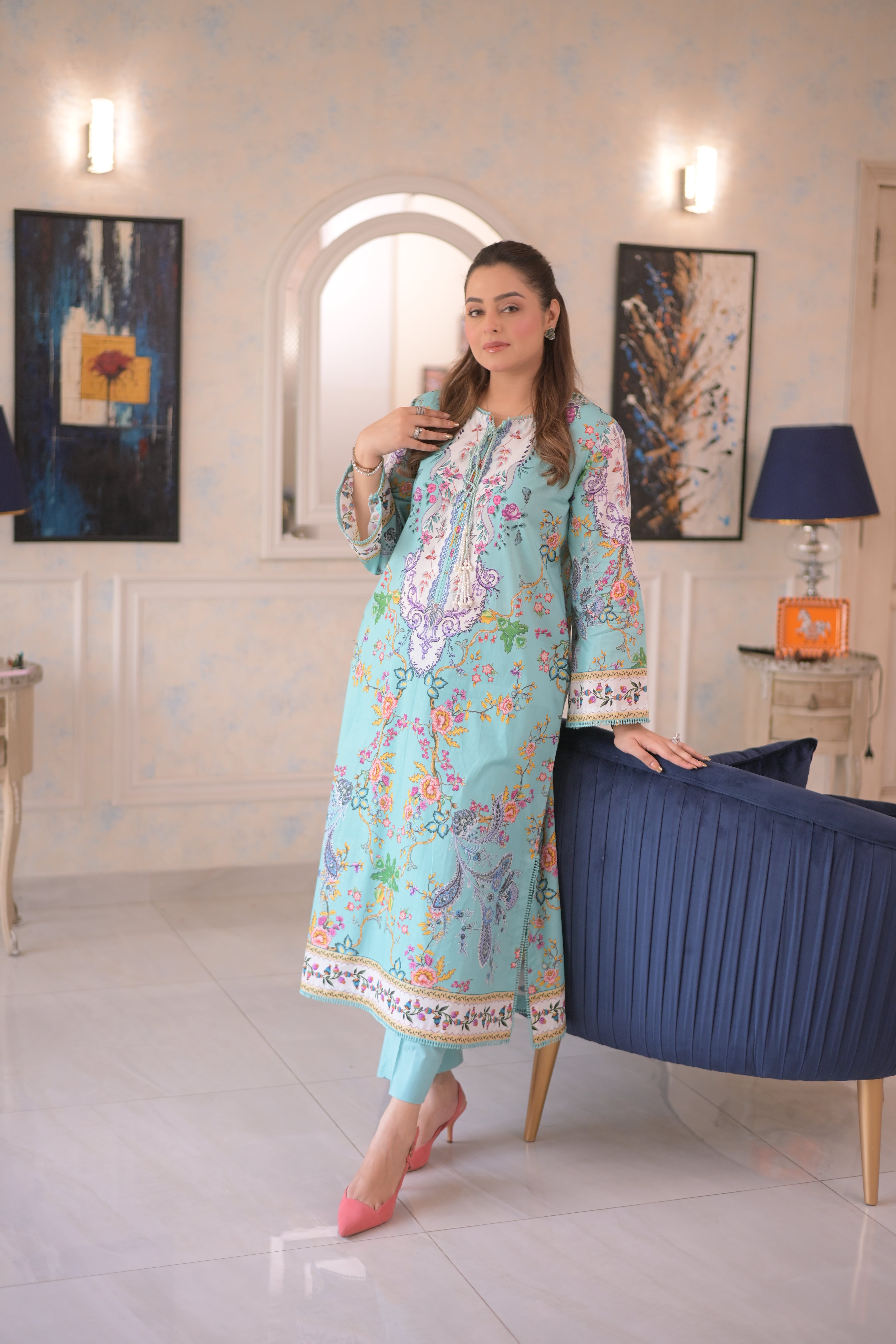 Rs 5500 Aneelas Stitched Print Kaftan 2pc [SPR-26-67] [Dispatch Time 2 Months]