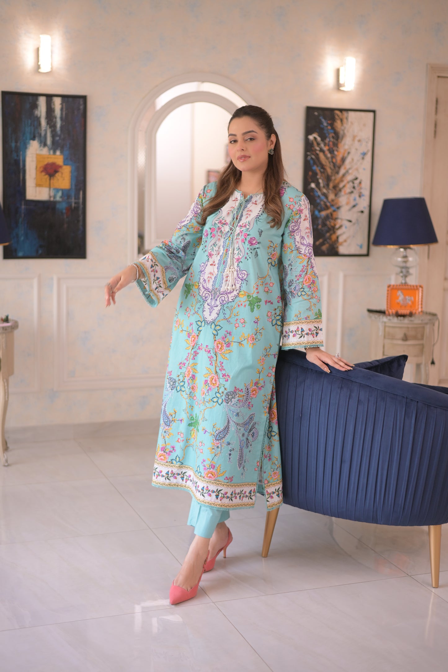 Rs 5500 Aneelas Stitched Print Kaftan 2pc [SPR-26-67] [Dispatch Time 2 Months]