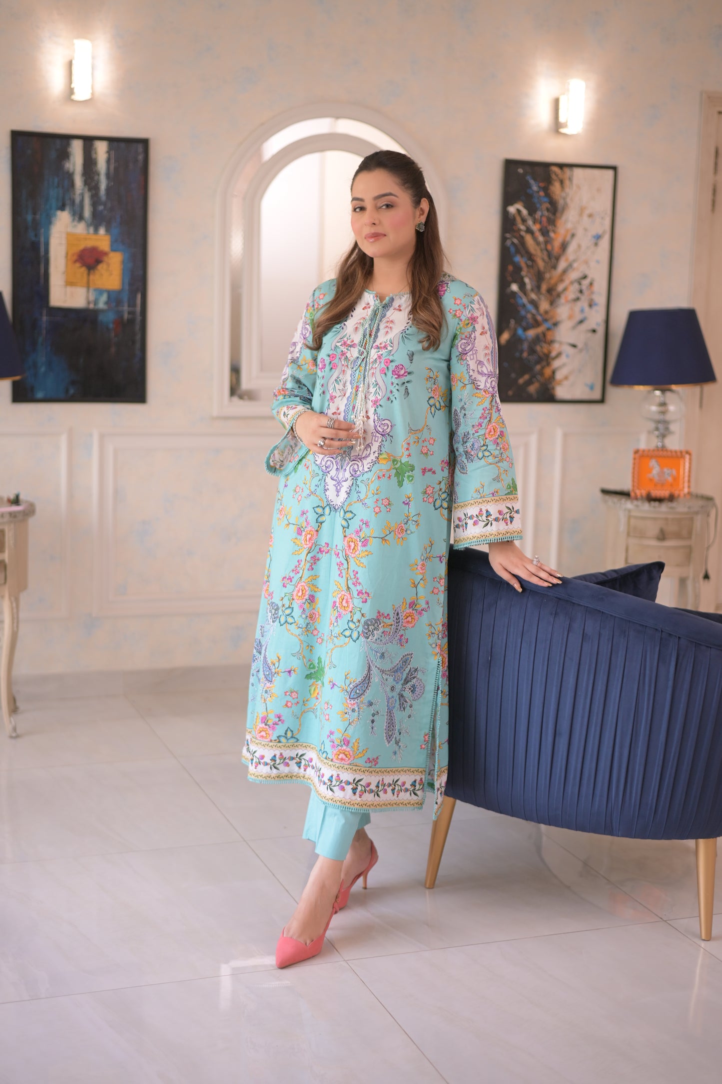 Rs 5500 Aneelas Stitched Print Kaftan 2pc [SPR-26-67] [Dispatch Time 2 Months]