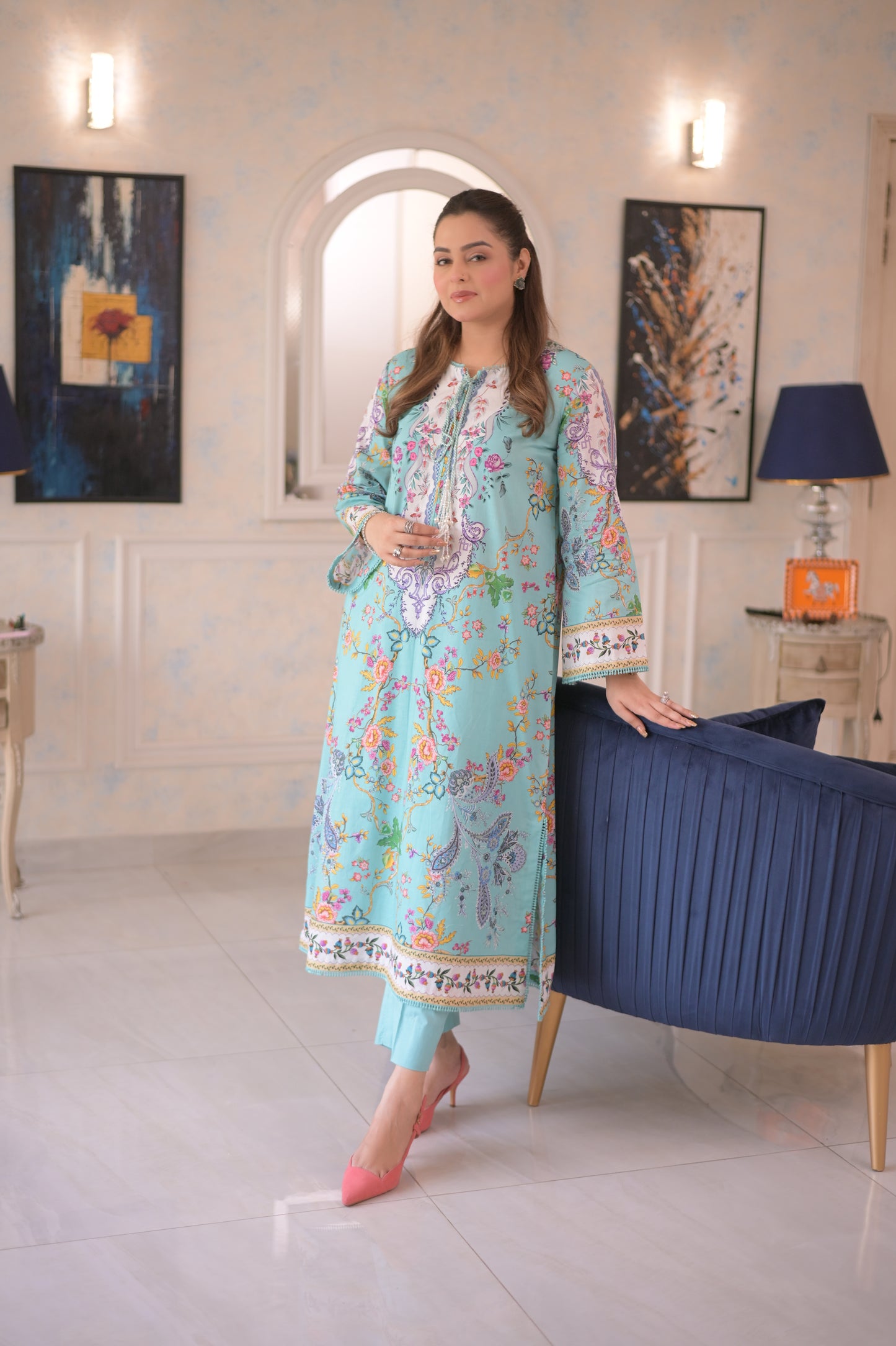 Rs 5500 Aneelas Stitched Print Kaftan 2pc [SPR-26-67] [Dispatch Time 2 Months]