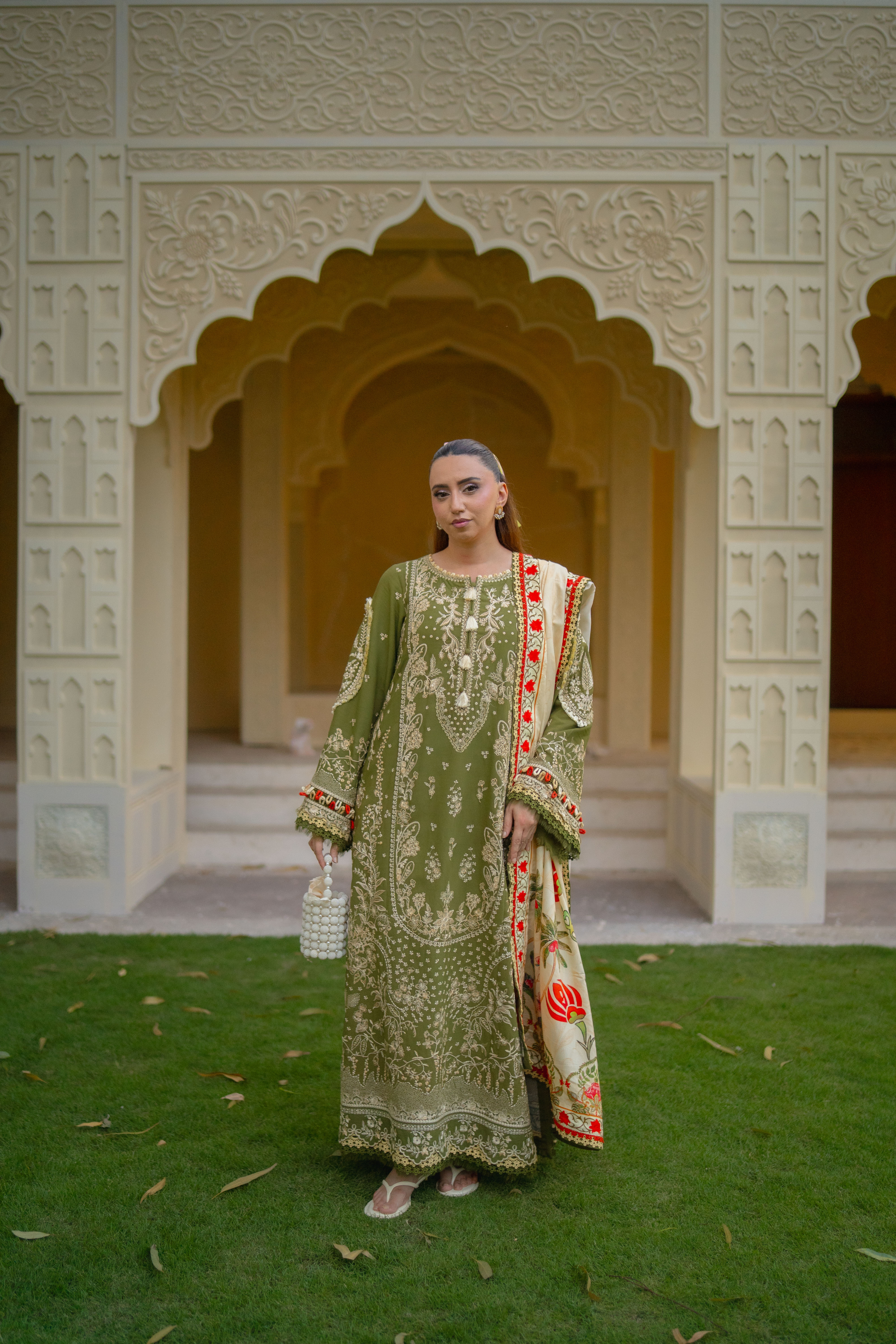Aneelas Viscose Emb Shirt Trouser 3pc Print Chiffon Duppata [VC-26-10-B] [Dispatch Time 2 Months]