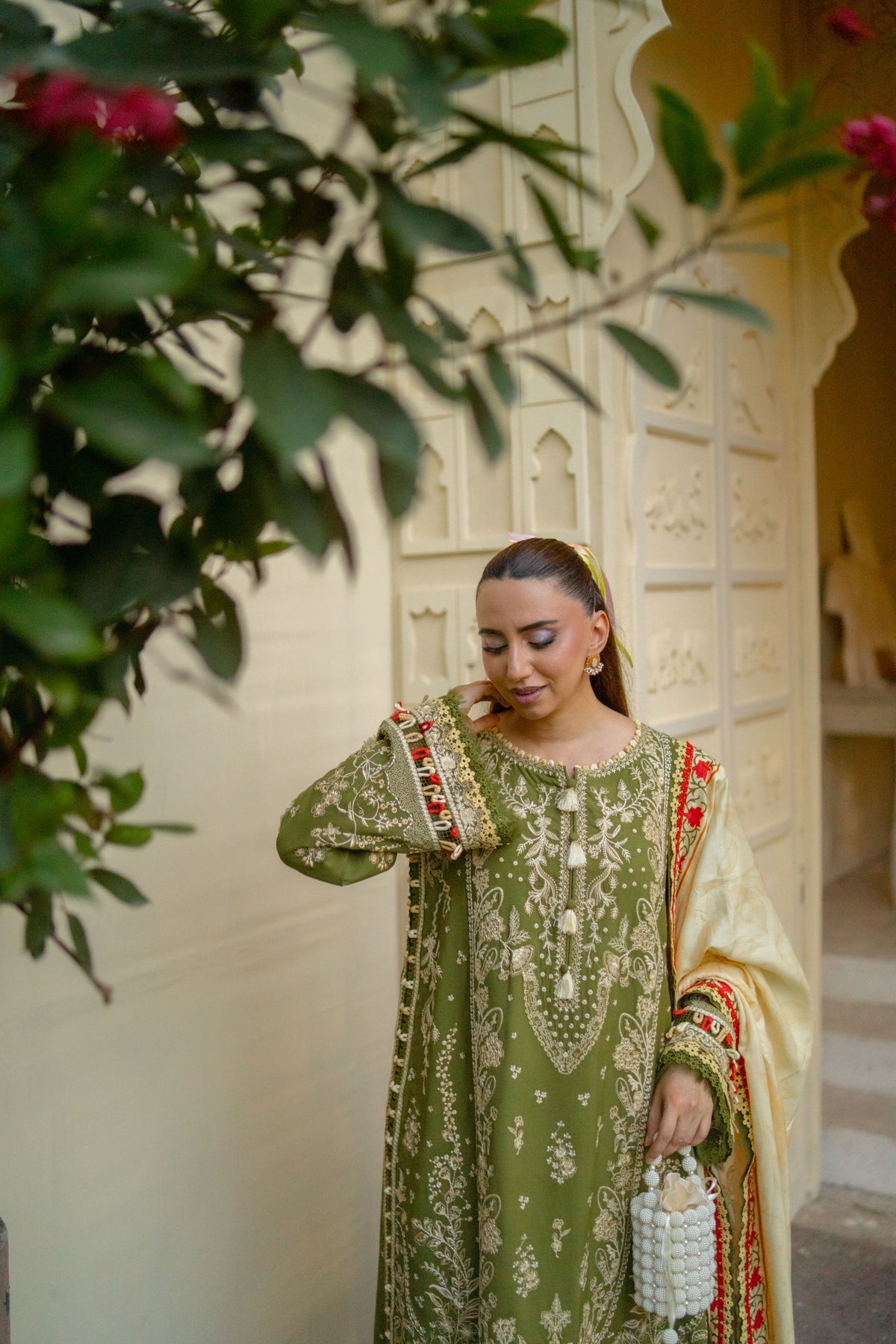 Aneelas Viscose Emb Shirt Trouser 3pc Print Chiffon Duppata [VC-26-10-B] [Dispatch Time 2 Months]