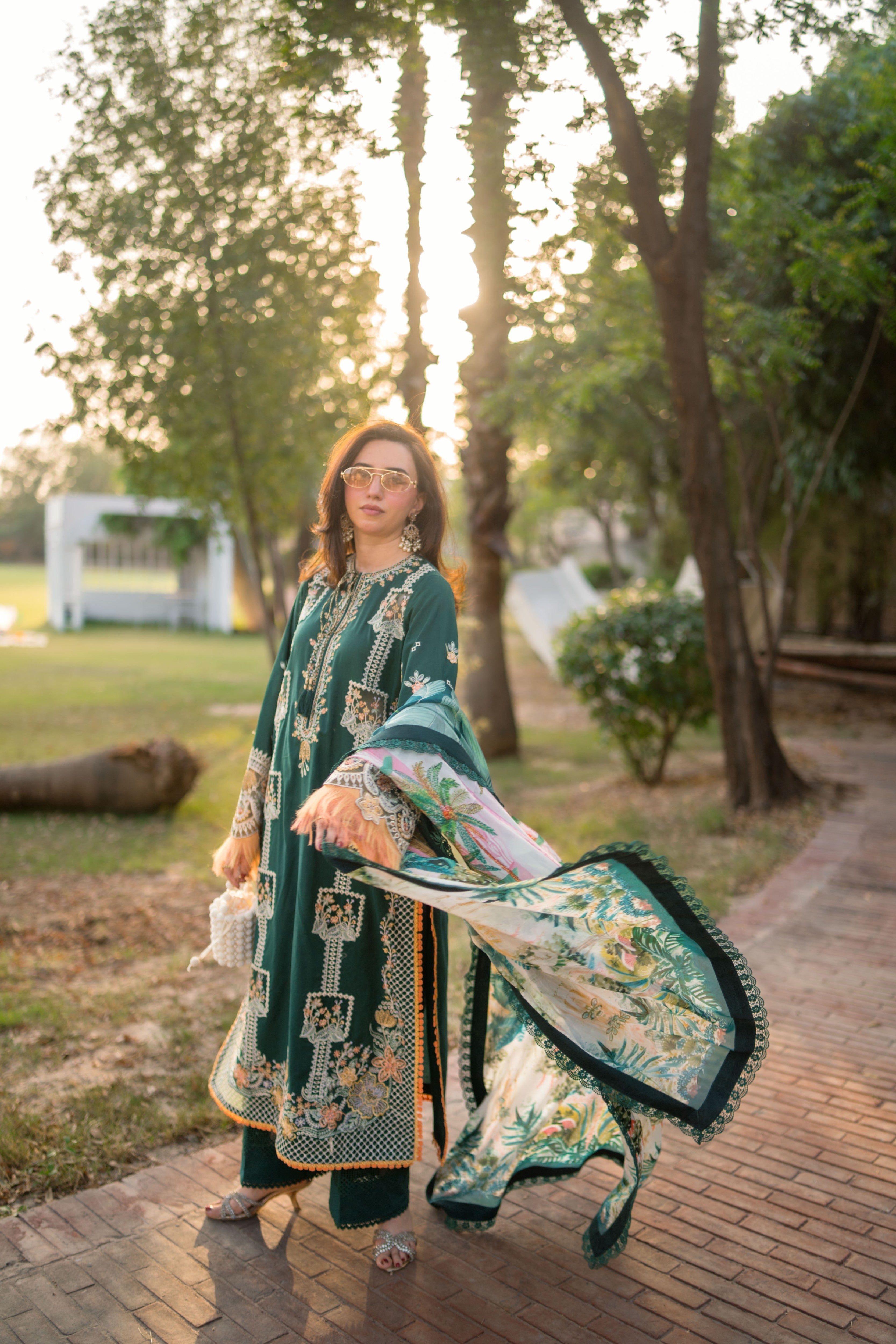 Rs 14990 Aneelas Stitched Luxury Lawn Emb 3pc Chiffon Duppata [LUX-26-48-B] [Dispatch Time 2.5 Months]