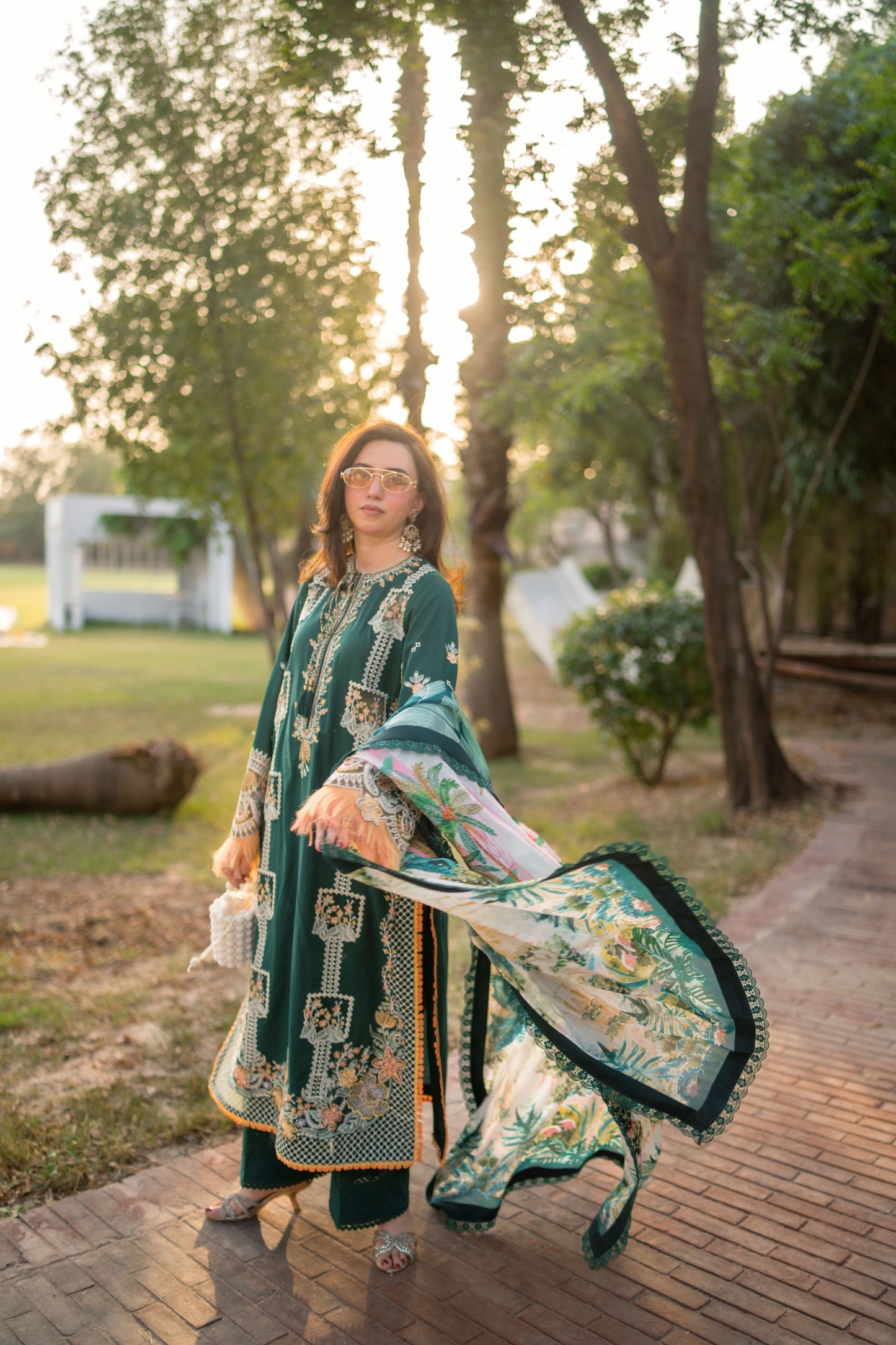 Rs 14990 Aneelas Stitched Luxury Lawn Emb 3pc Chiffon Duppata [LUX-26-48-B] [Dispatch Time 2.5 Months]