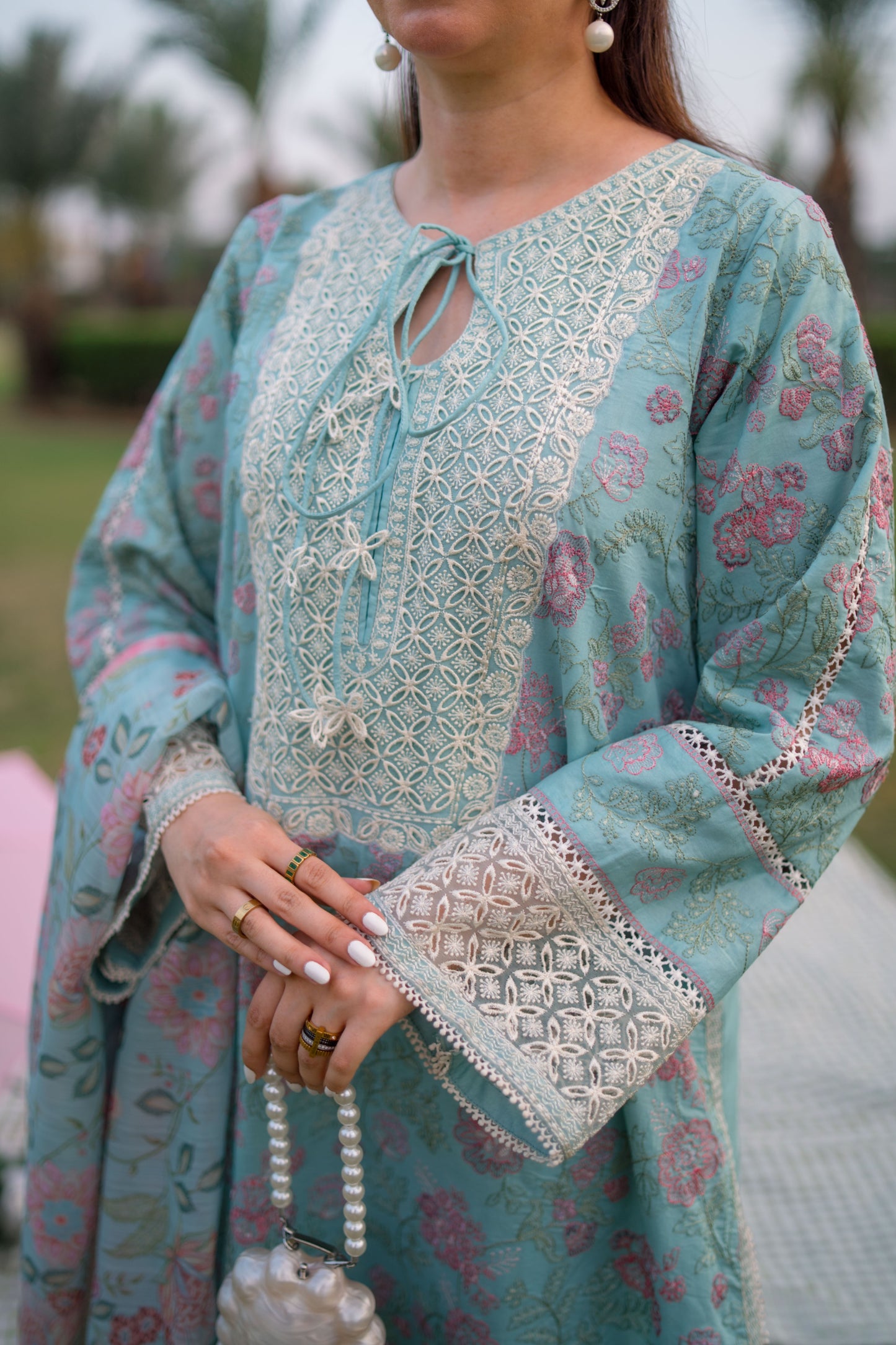 Rs 17500 Aneelas Stitched Luxury Lawn Emb 3pc [LUX-26-47] [Dispatch Time 2.5 Months]