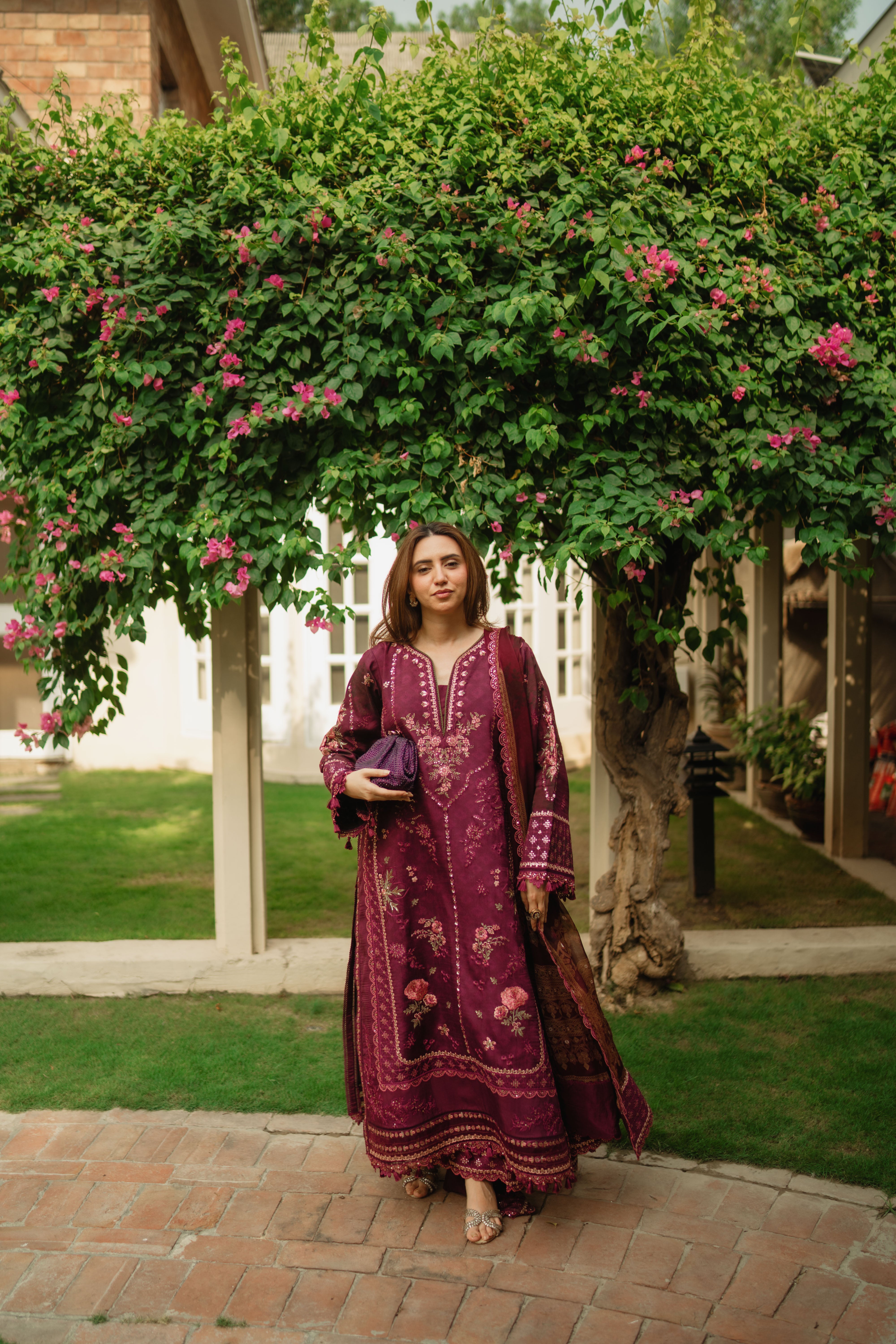 Aneelas Raw Silk Print Emb Semi Formal 3pc [FC-31] [Dispatch Time 2 Months]