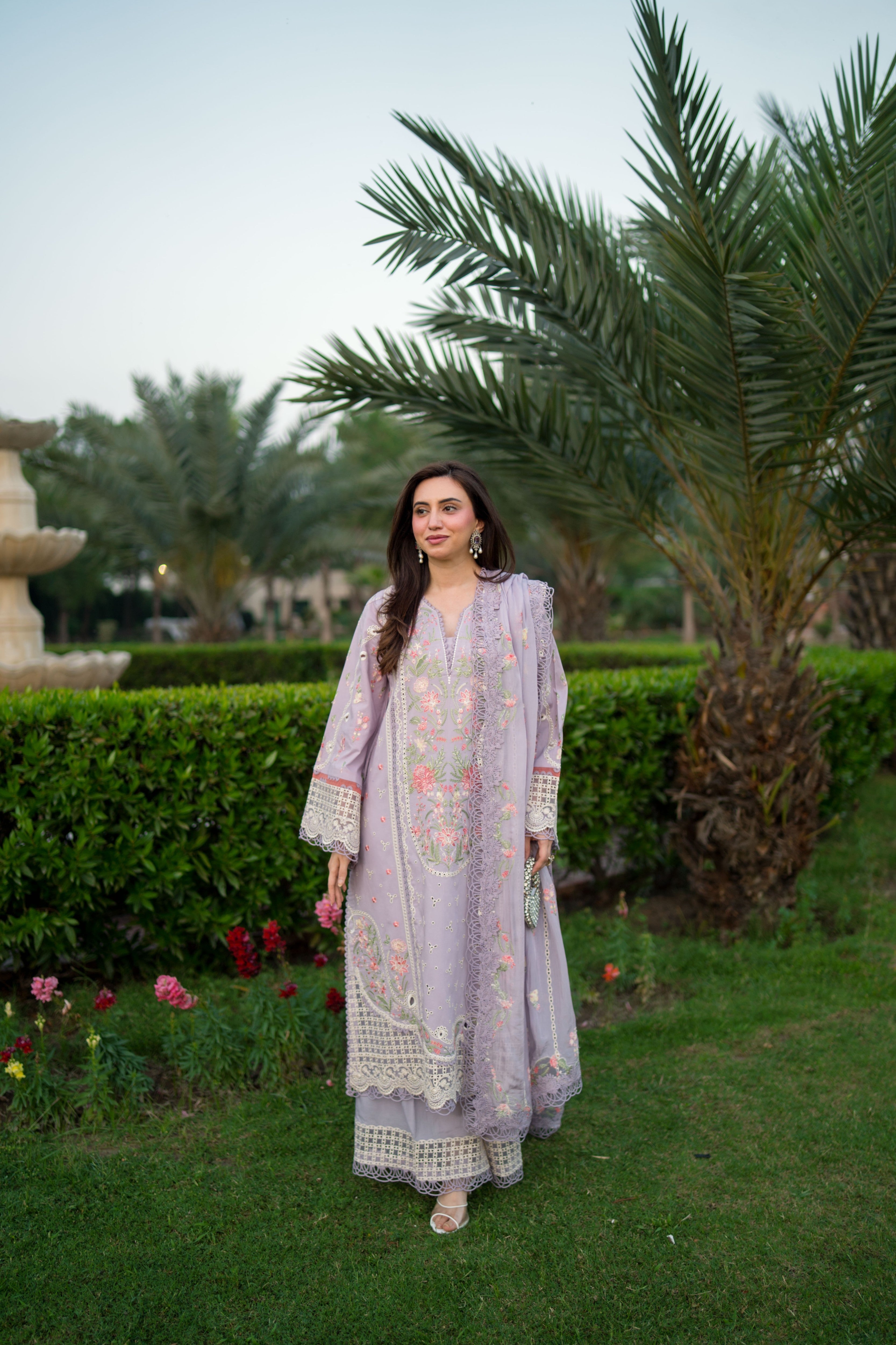Rs 14500 Aneelas Stitched Lawn Emb Shirt Trouser 2pc [LUX-26-63] [Dispatch Time 2 Months]