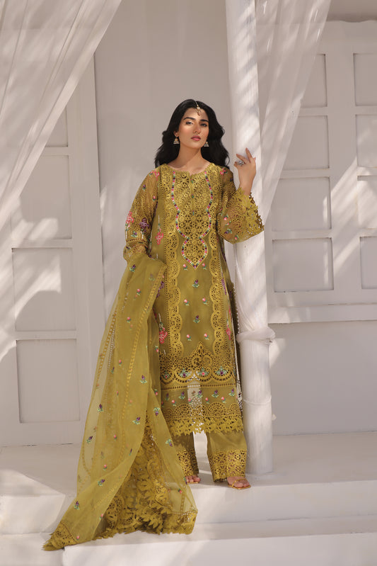 Rs 13500 Aneelas unstitched party wear 4 piece with 3 yards lace. Duppata lace not included [dispatch 10 january]