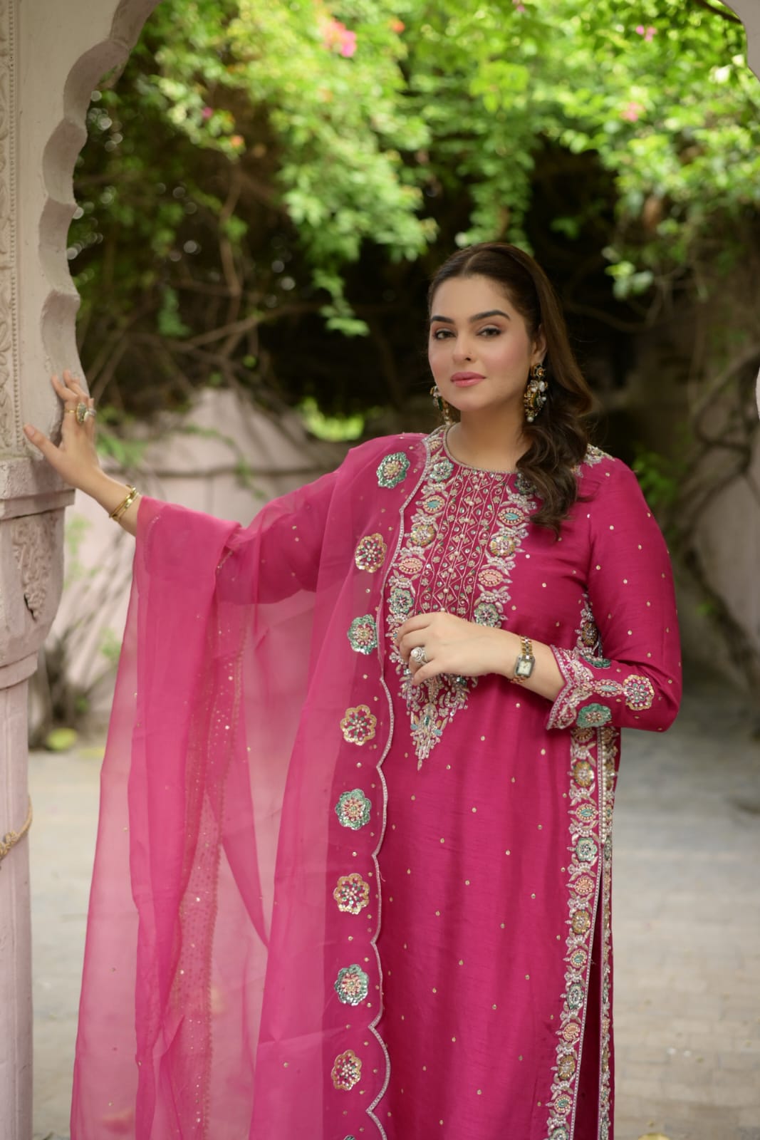Rs 32000 Aneelas Stitched Formal Ada Work Raw Silk Emb 3pc Organza Duppata [FC-16] [Dispatch Time 2.5 Months]
