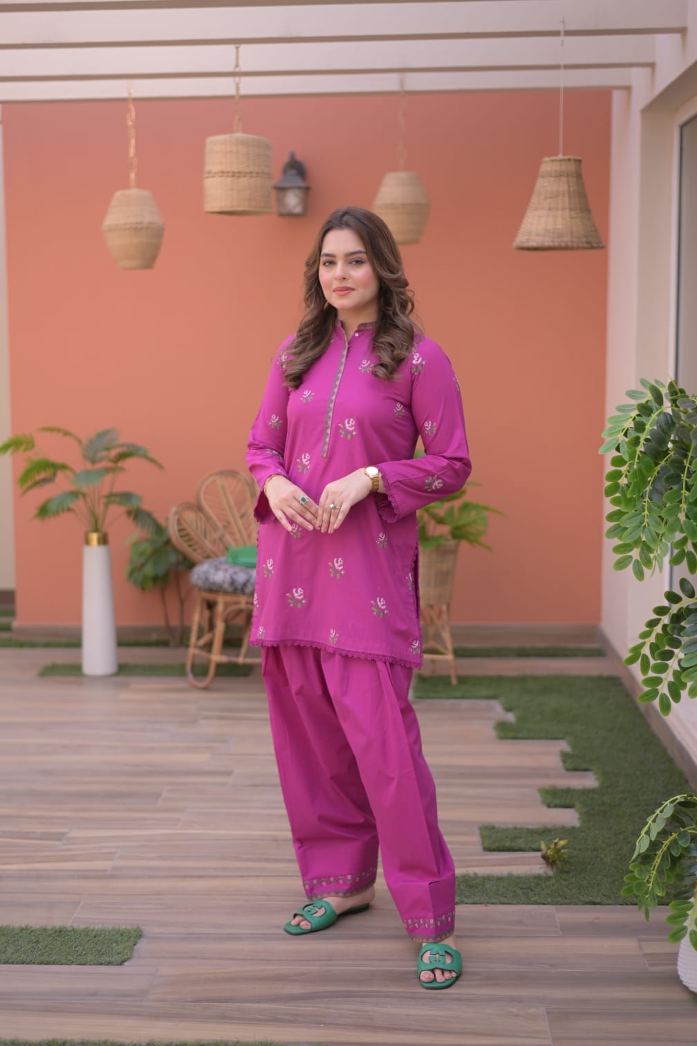 Rs 7000 Aneelas Stitched Lawn Emb Shirt Trouser [SL-05] [Dispatch Time 2 Months]