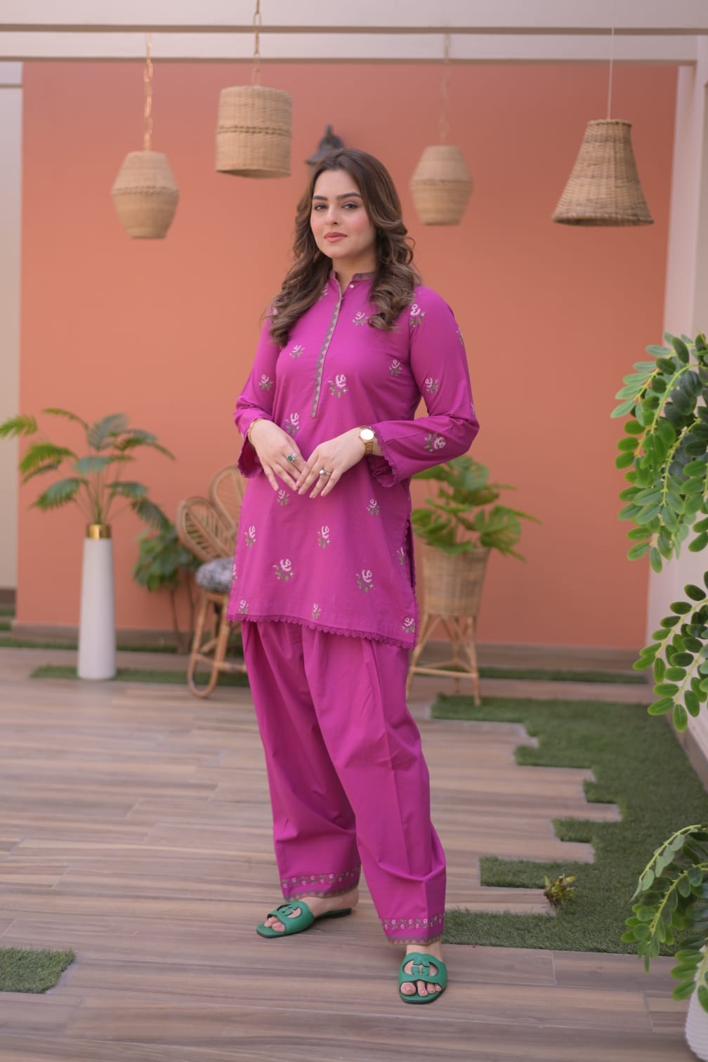 Rs 7000 Aneelas Stitched Lawn Emb Shirt Trouser [SL-05] [Dispatch Time 2 Months]