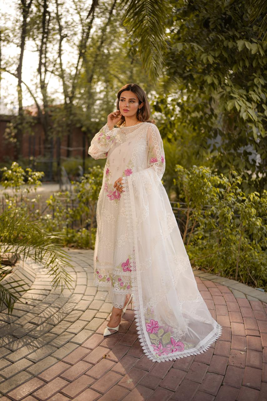 Rs 20000 Aneelas Stitched Party Wear Emb Organza 3pc [OR-06] [Dispatch Time 2.5 Months]