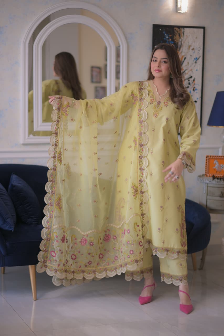 Rs 9500 Aneelas Stitched Lawn Emb Shirt Trouser 2pc [LUX-26-60] [Dispatch Time 2 Months]