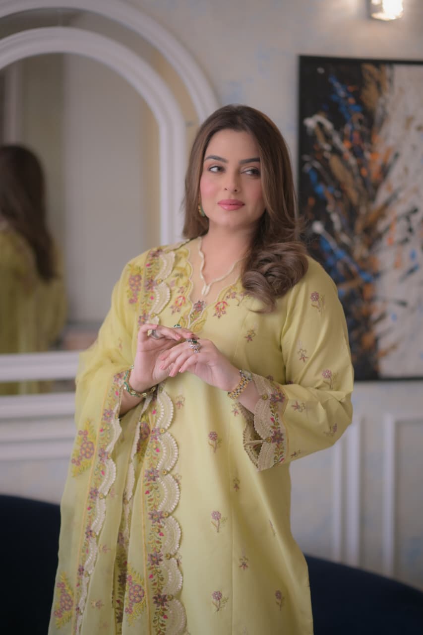 Rs 9500 Aneelas Stitched Lawn Emb Shirt Trouser 2pc [LUX-26-60] [Dispatch Time 2 Months]