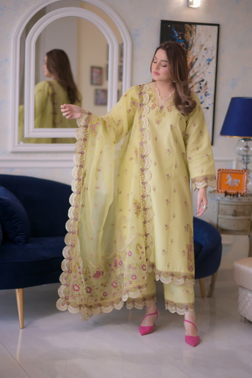 Rs 9500 Aneelas Stitched Lawn Emb Shirt Trouser 2pc [LUX-26-60] [Dispatch Time 2 Months]