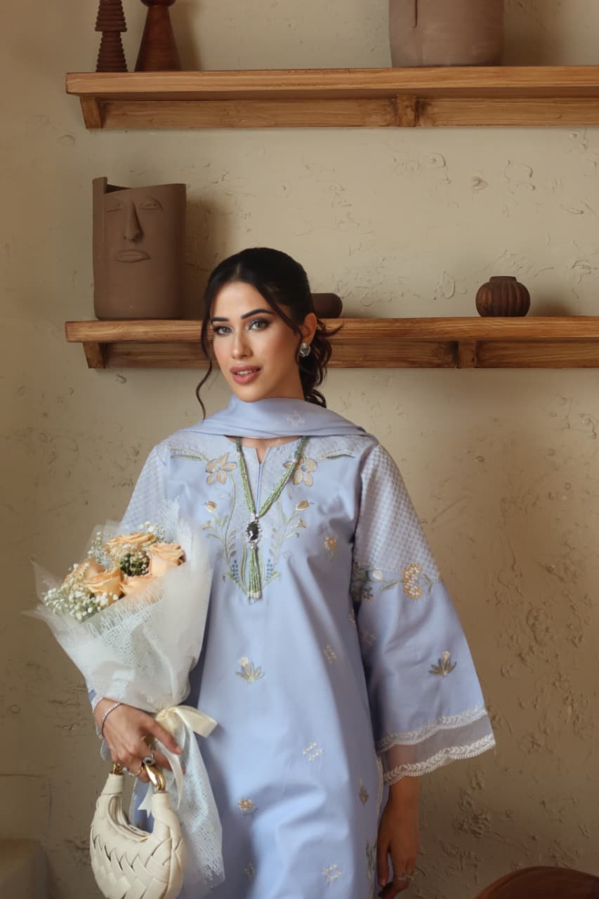 Rs 14500 Aneelas Stitched Lawn Emb 3pc Chiffon Duppata [LUX-26-68] [Dispatch Time 2 Months]