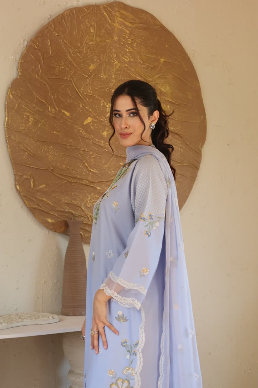 Rs 14500 Aneelas Stitched Lawn Emb 3pc Chiffon Duppata [LUX-26-68] [Dispatch Time 2 Months]