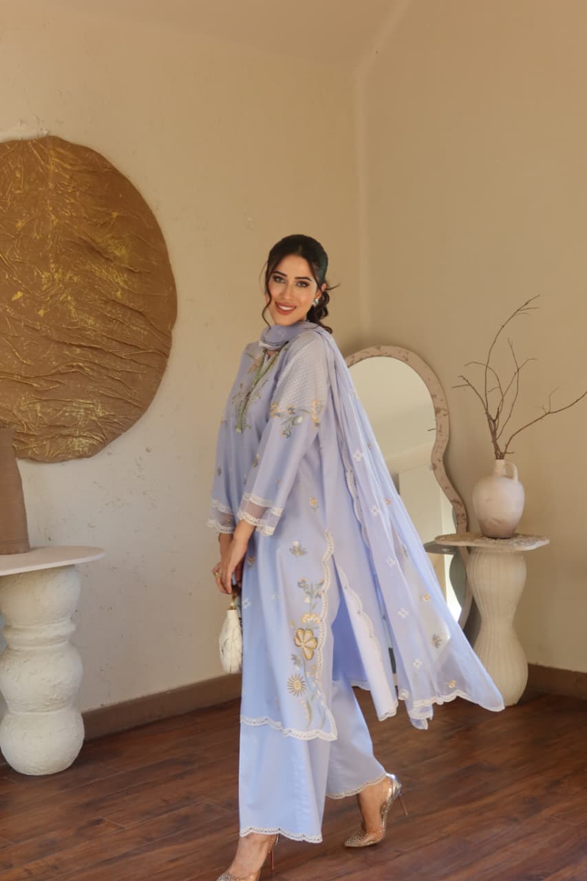 Rs 14500 Aneelas Stitched Lawn Emb 3pc Chiffon Duppata [LUX-26-68] [Dispatch Time 2 Months]