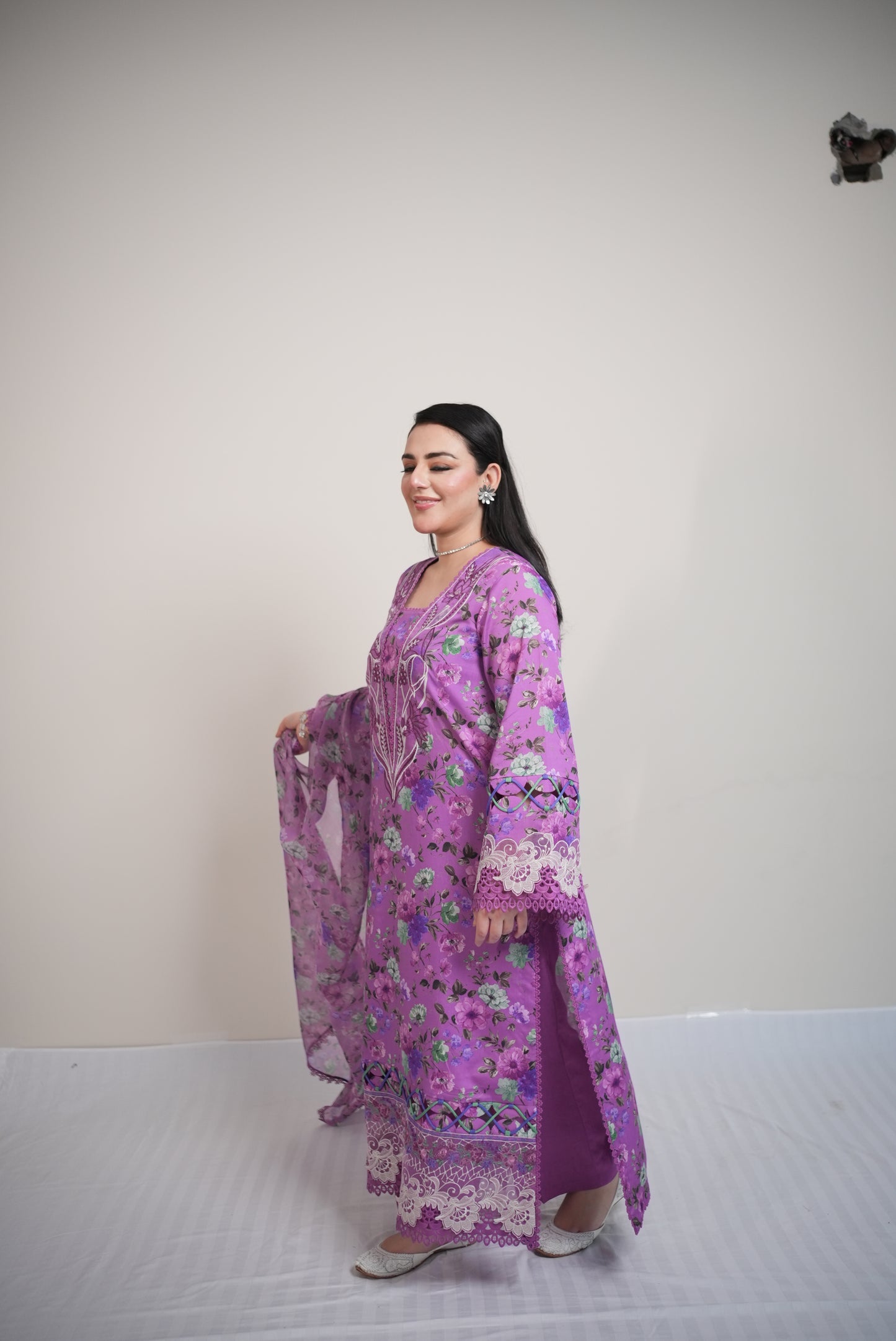 Rs 11500 Aneelas Stitched Print Linen Emb Chiffon Duppata 3pc [WPR-28] [Dispatch Time 2 Months]