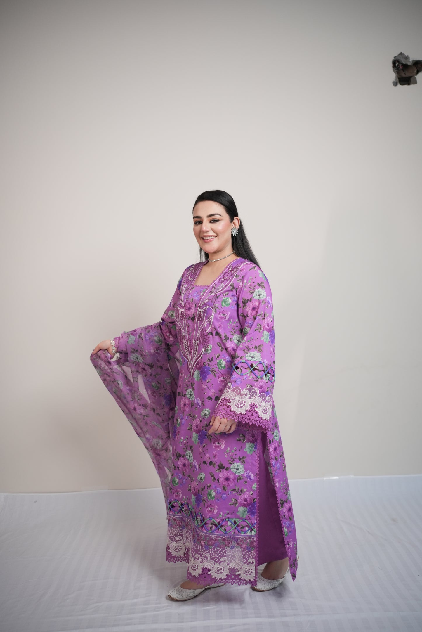 Rs 11500 Aneelas Stitched Print Linen Emb Chiffon Duppata 3pc [WPR-28] [Dispatch Time 2 Months]