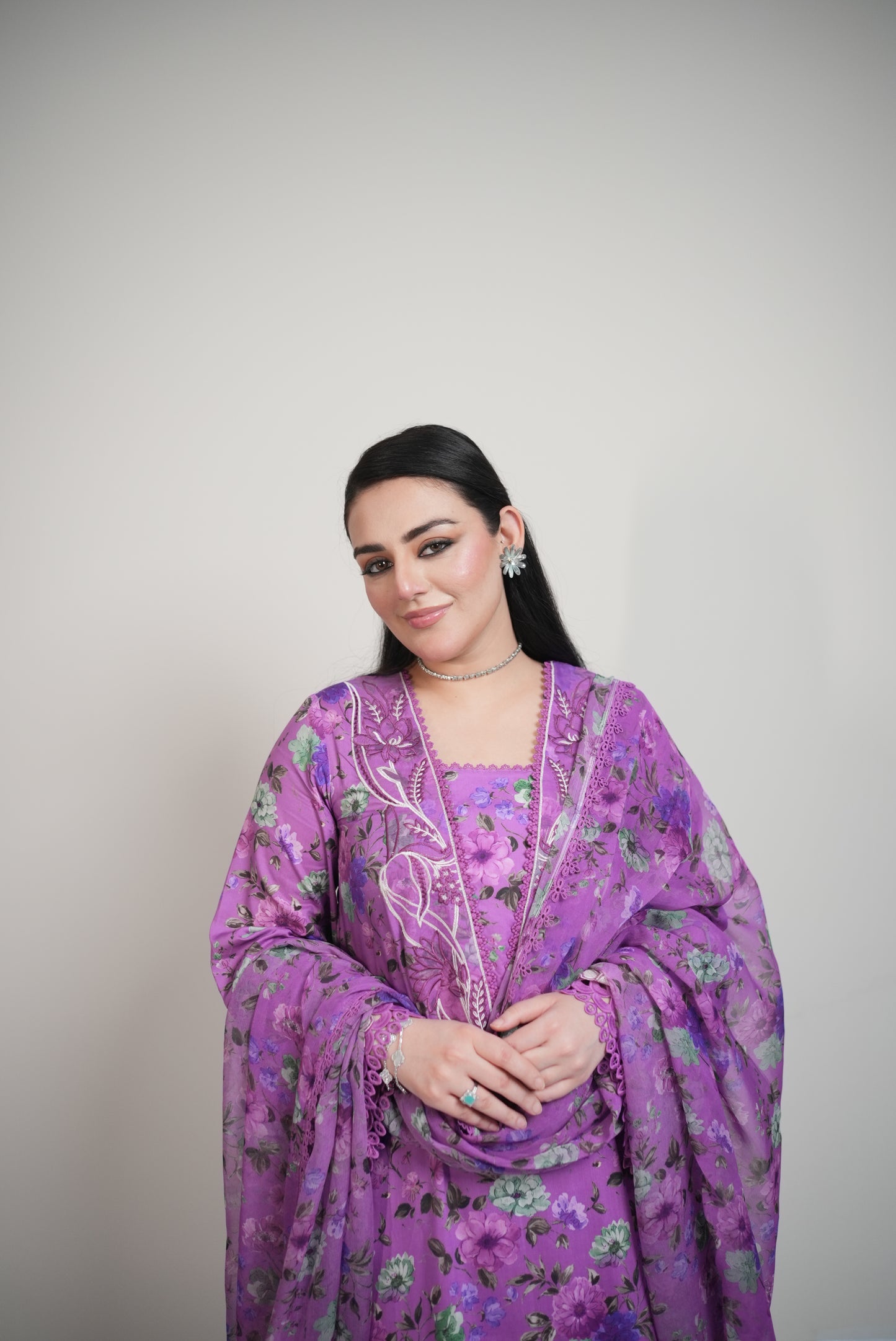 Rs 11500 Aneelas Stitched Print Linen Emb Chiffon Duppata 3pc [WPR-28] [Dispatch Time 2 Months]