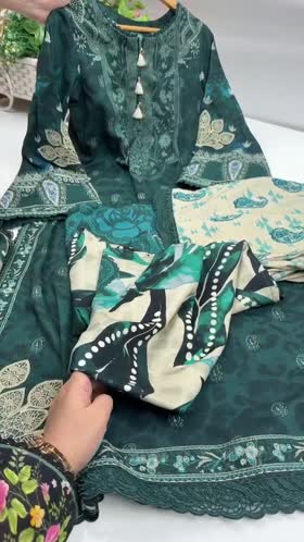 Aneelas Viscose Print Emb 3pc Viscose Duppata [VC-26-15-A] [Dispatch Time 2.5 Months]